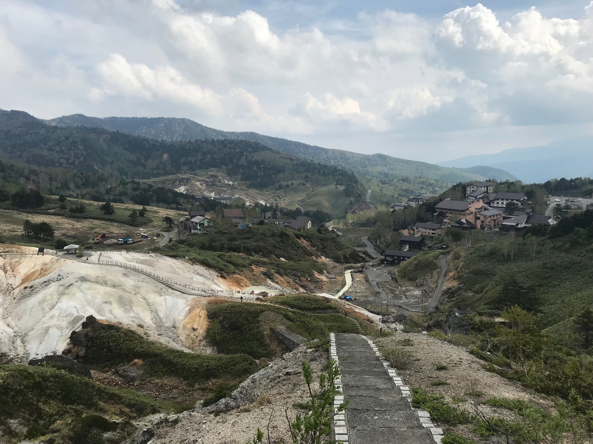 A view from above the Manza onsen town.
