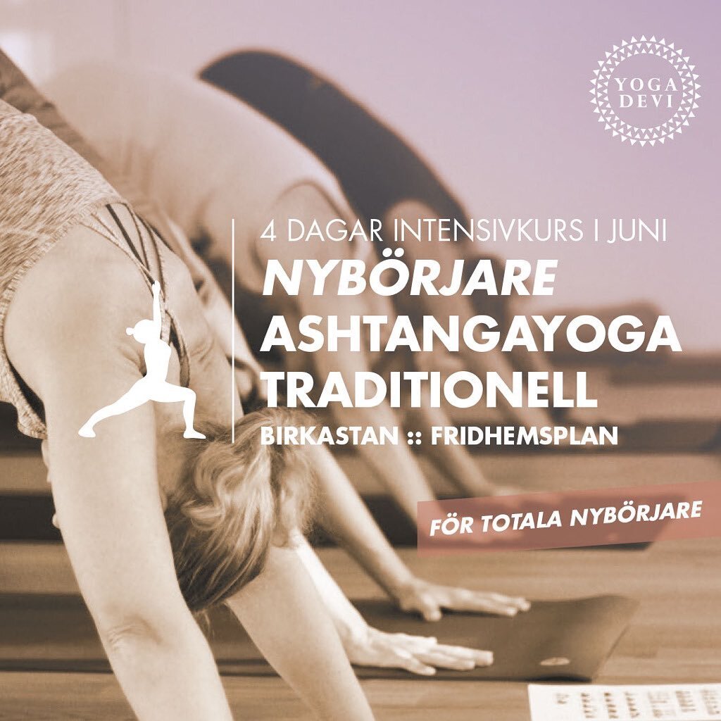 ☞ F&ouml;rsommarkurs f&ouml;r dig som &auml;r total nyb&ouml;rjare men &auml;r nyfiken p&aring; Ashtangayoga. Vi har n&aring;gra platser kvar.
4 dagar: 21, 23, 28, 30 juni
Fridhemsplan 19.15-20.30 - 3 platser kvar
Birkastan 19.15-20.30
Pris: 800 kr

