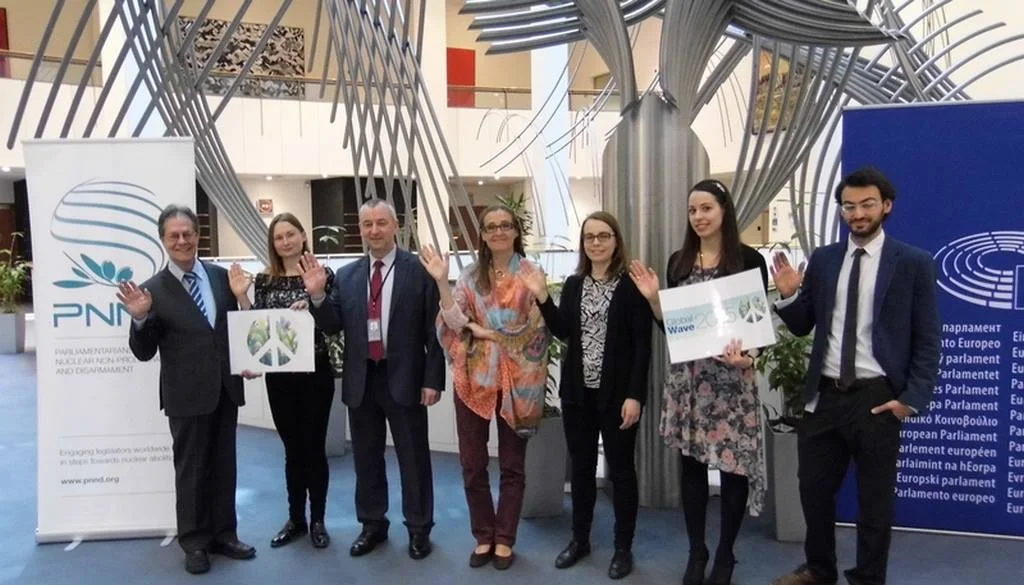 On Earth Day (April 22) Members of the European Parliament Section of Parliamentarians for Nuclear Non-proliferation and Disarmament 'waved goodbye to nuclear weapons'.