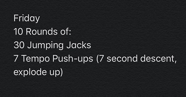 Kj&oslash;&oslash;&oslash;r da! 🙌🏻 10 runder - 30 jumping jacks og 7 tempo push up (bruk 7 sekunder ned og eksploder opp 🧨) #staythefuckhome #crossfit #fitness #friyay