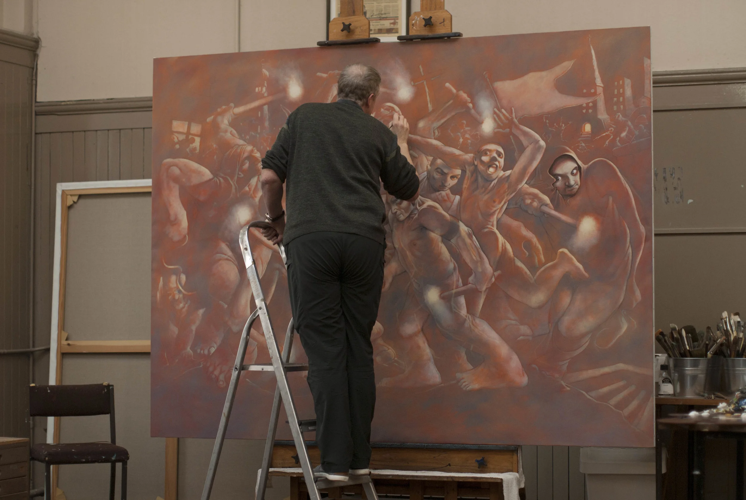 Peter Howson paints