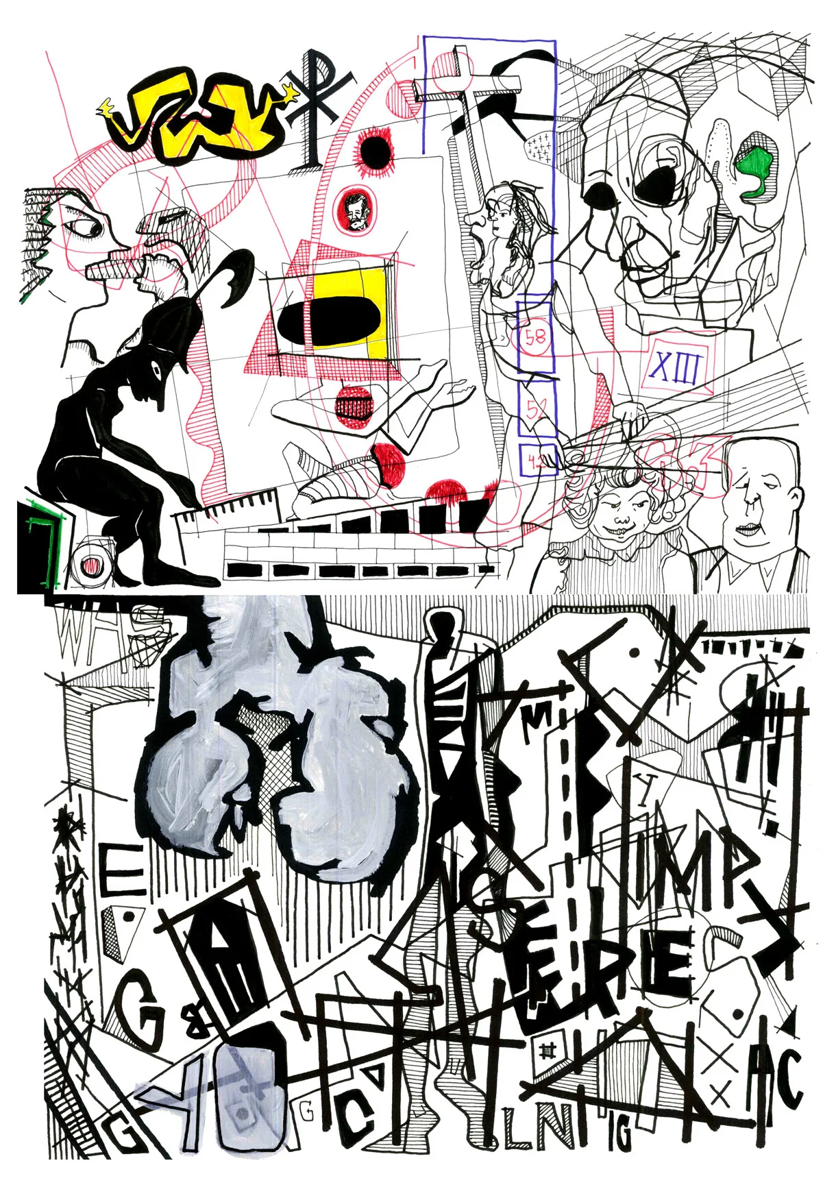 ink and acrylic on paper (30 x 21 cm.)