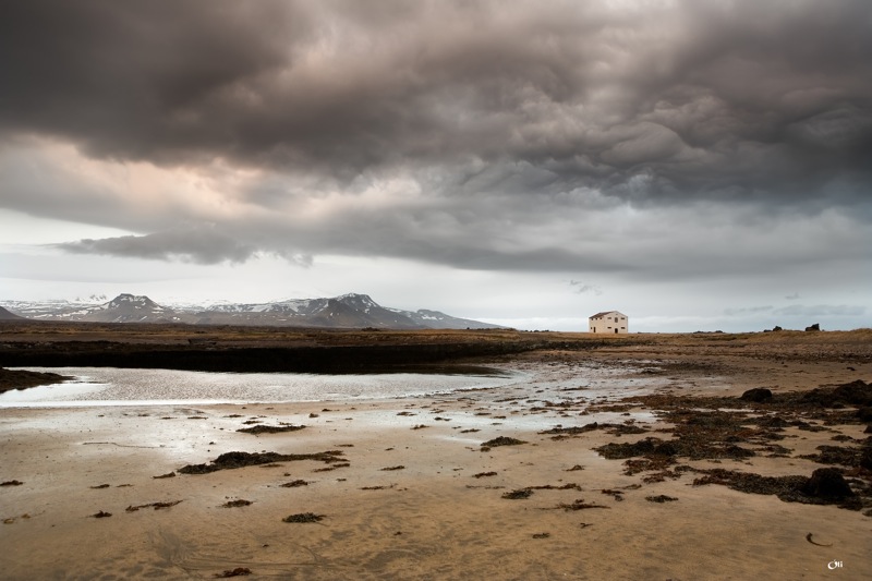 Krossavík white sand beach in west Iceland