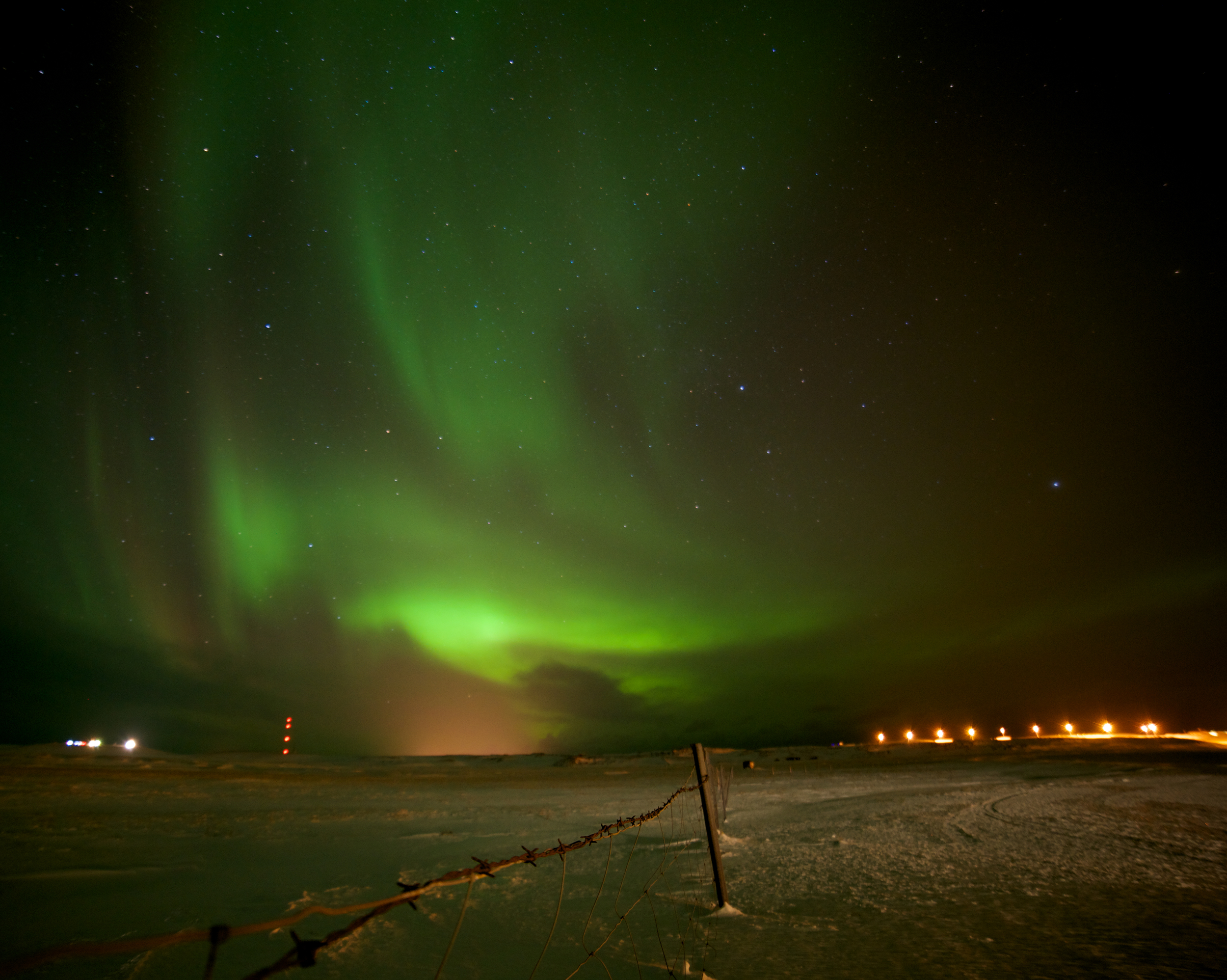 Northern lights over Rif in west Iceland