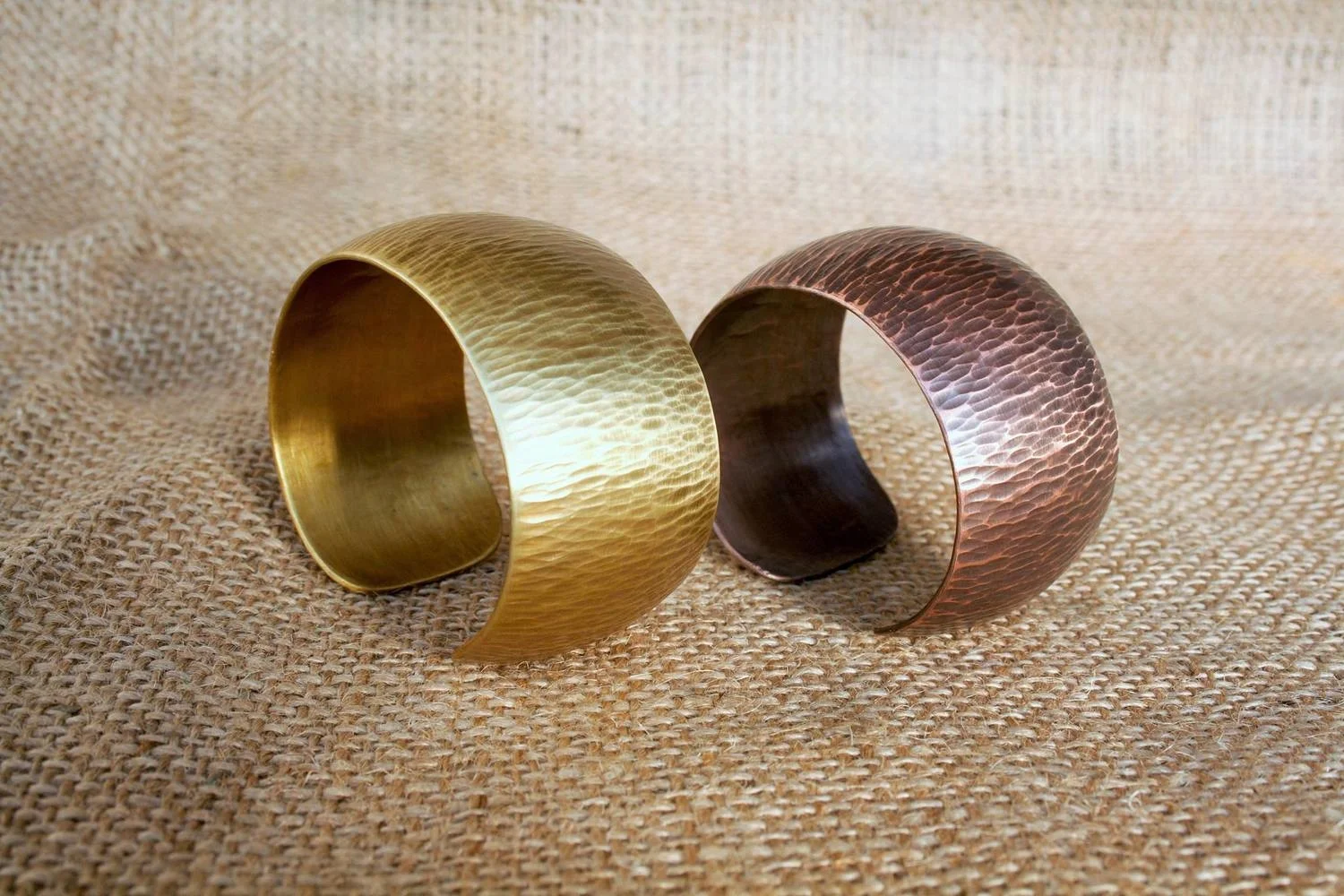 Copper and Brass Hammered Cuffs
