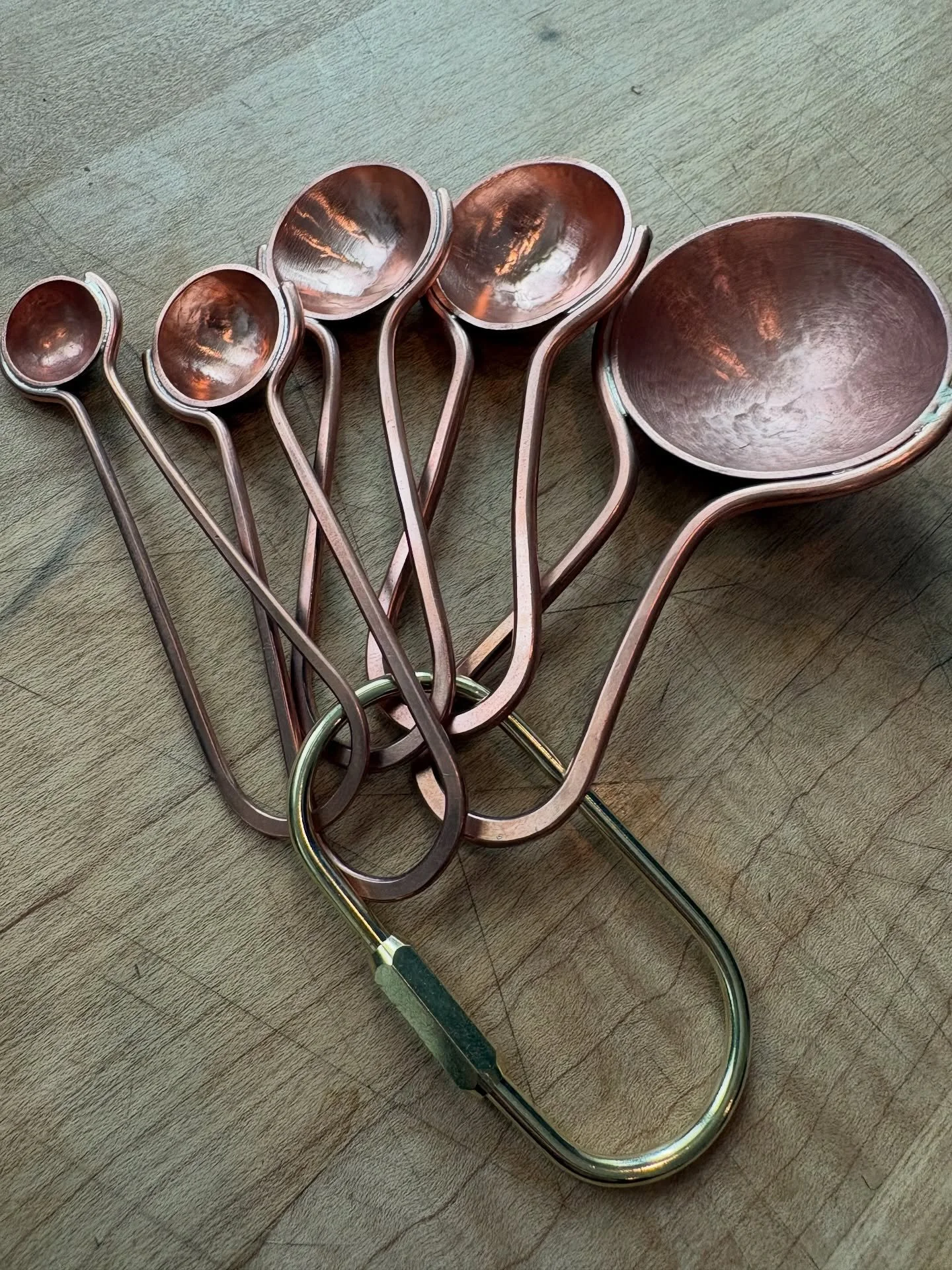 The gifts have been gifted so I can finally share, made a couple of these measuring spoons sets for friends and family this year.  They came out well enough that I&rsquo;ll probably add them to my inventory in the future.  Silver scoops anyone?