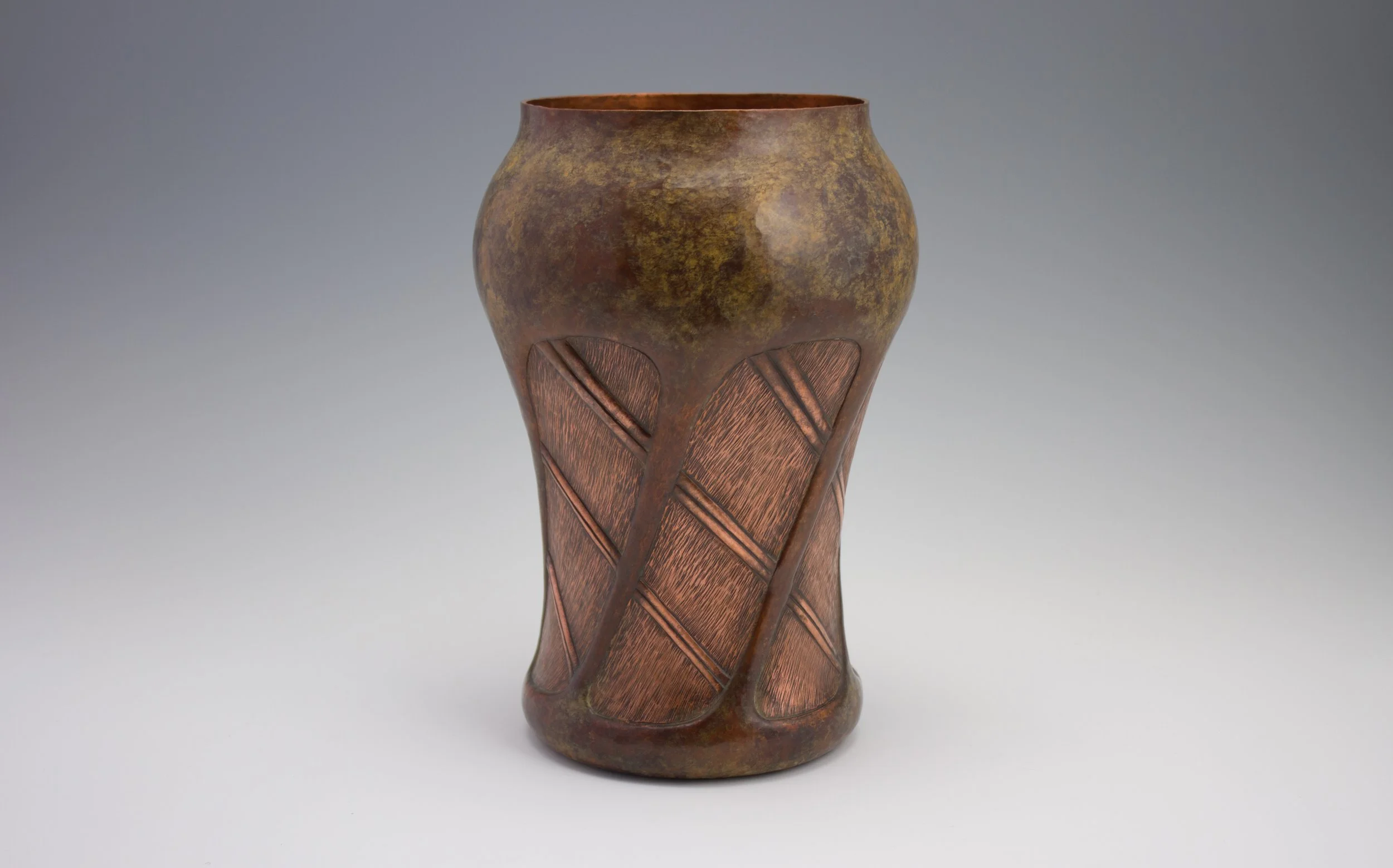 Large Chased Copper Vase