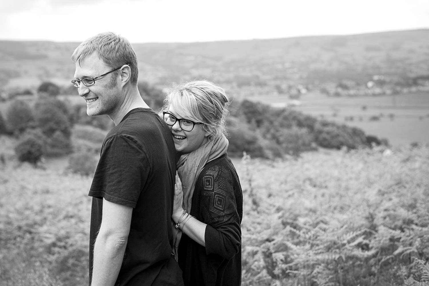 engaged couple on Farnhill Moor