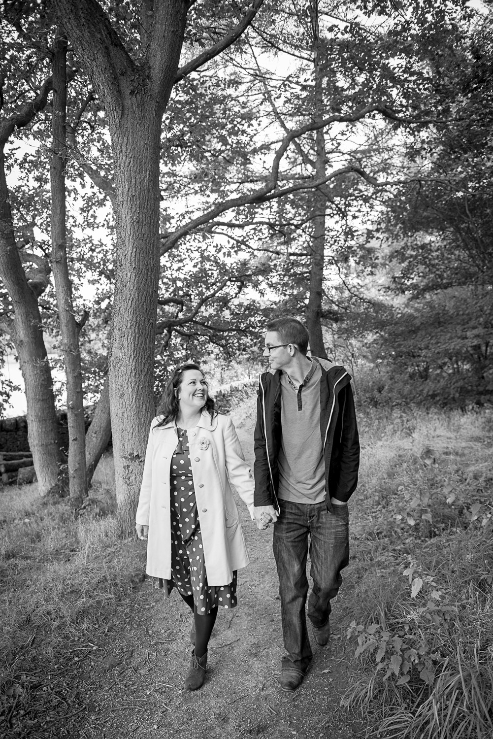 Couple walking at Odgen Water during their pre-wedding photo shoot