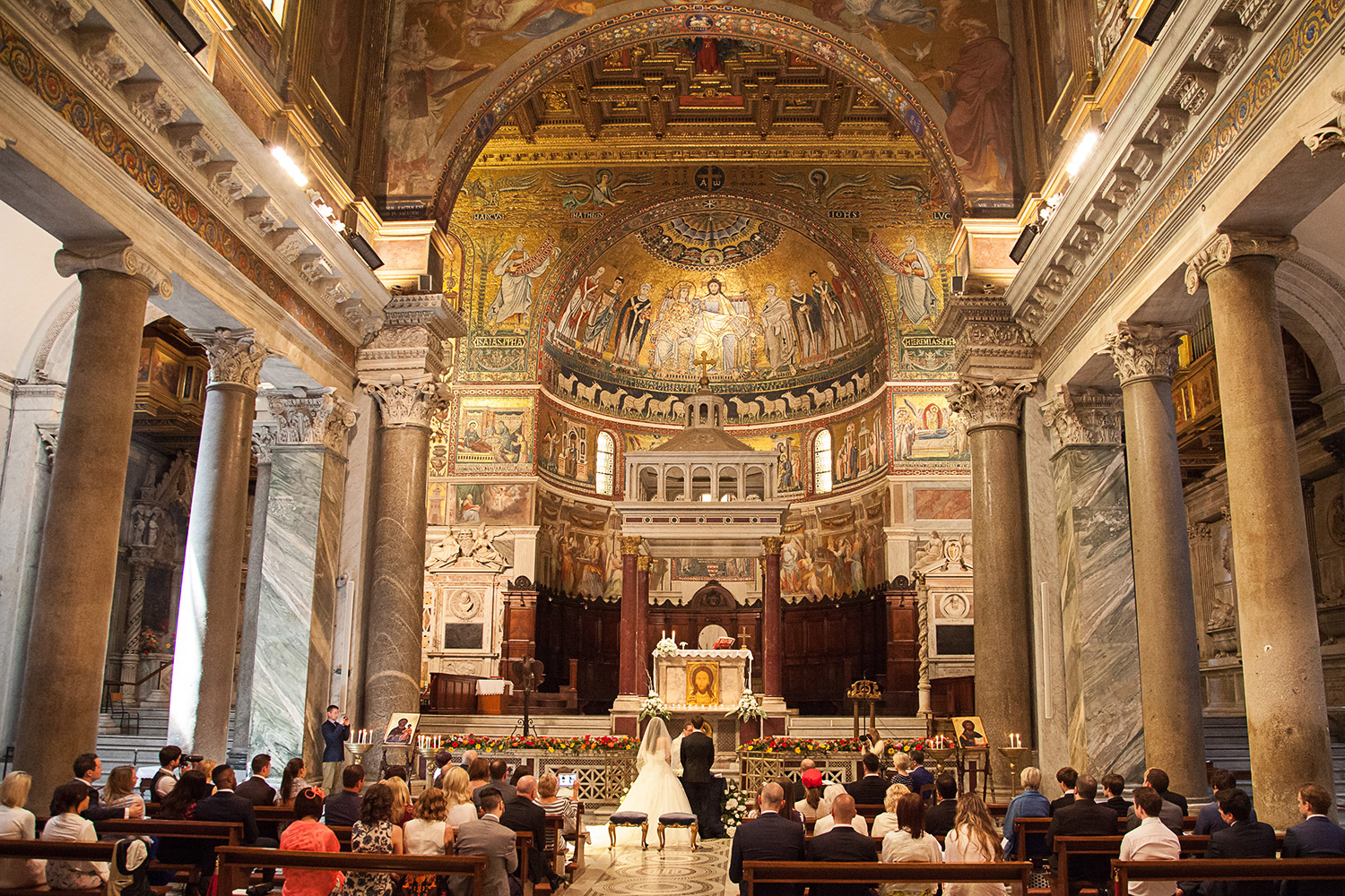 large catholic church wedding ceremony photograph 