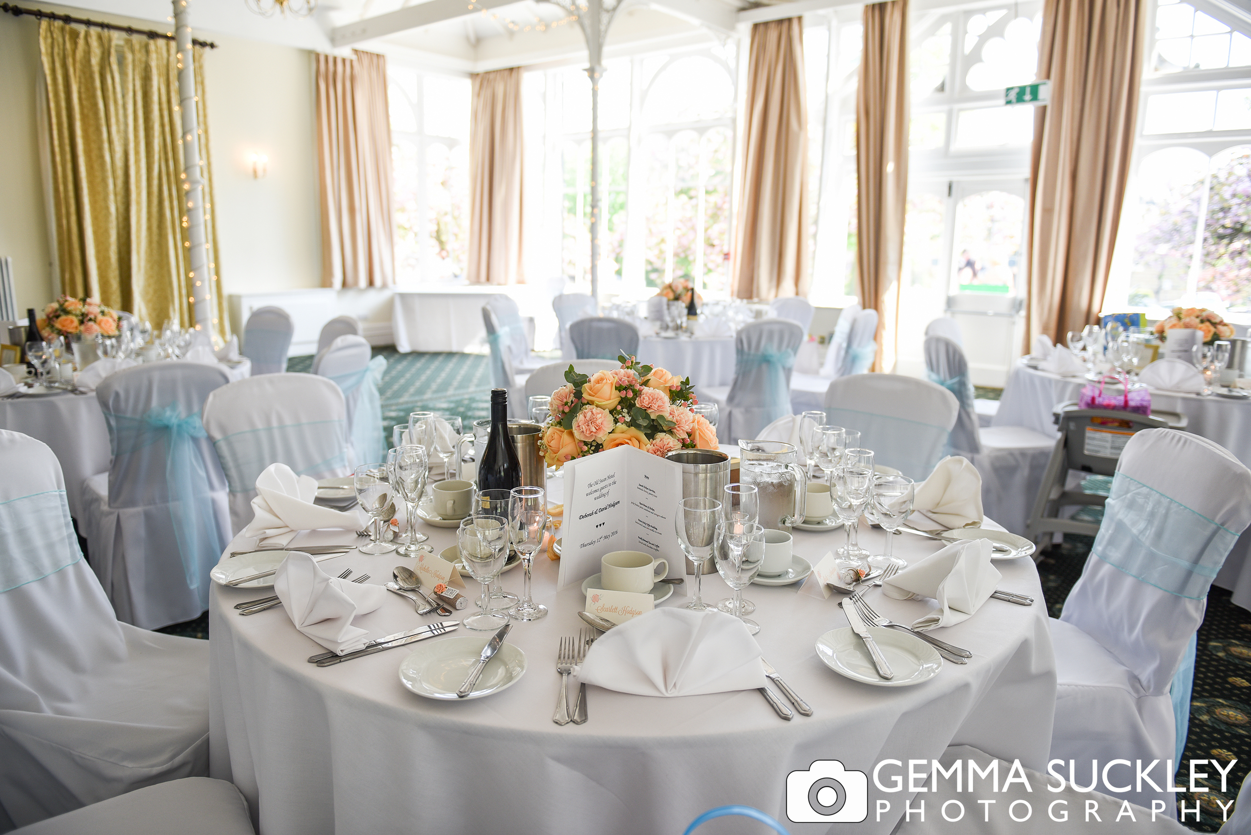 The wedding breakfast room at the old swan in Harrogate