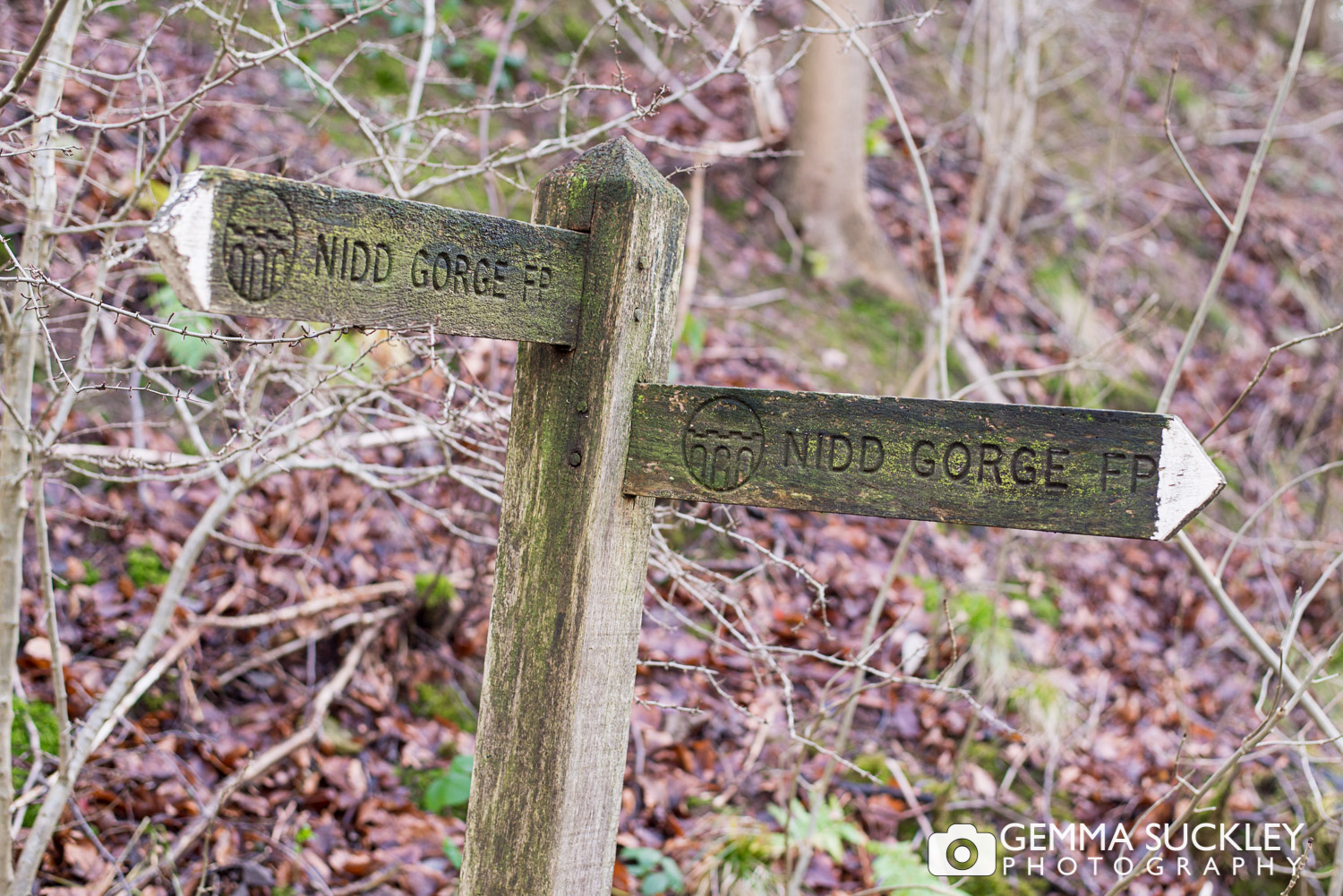 a sign of Nidd Gorge in Yorkshire