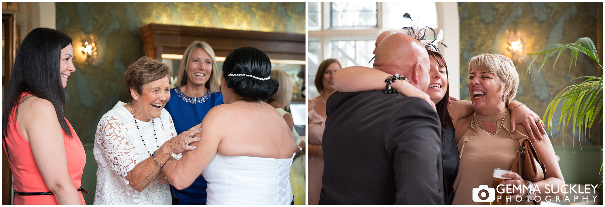 guests with the bride at Monk fryston Hall wedding in Yorkshire