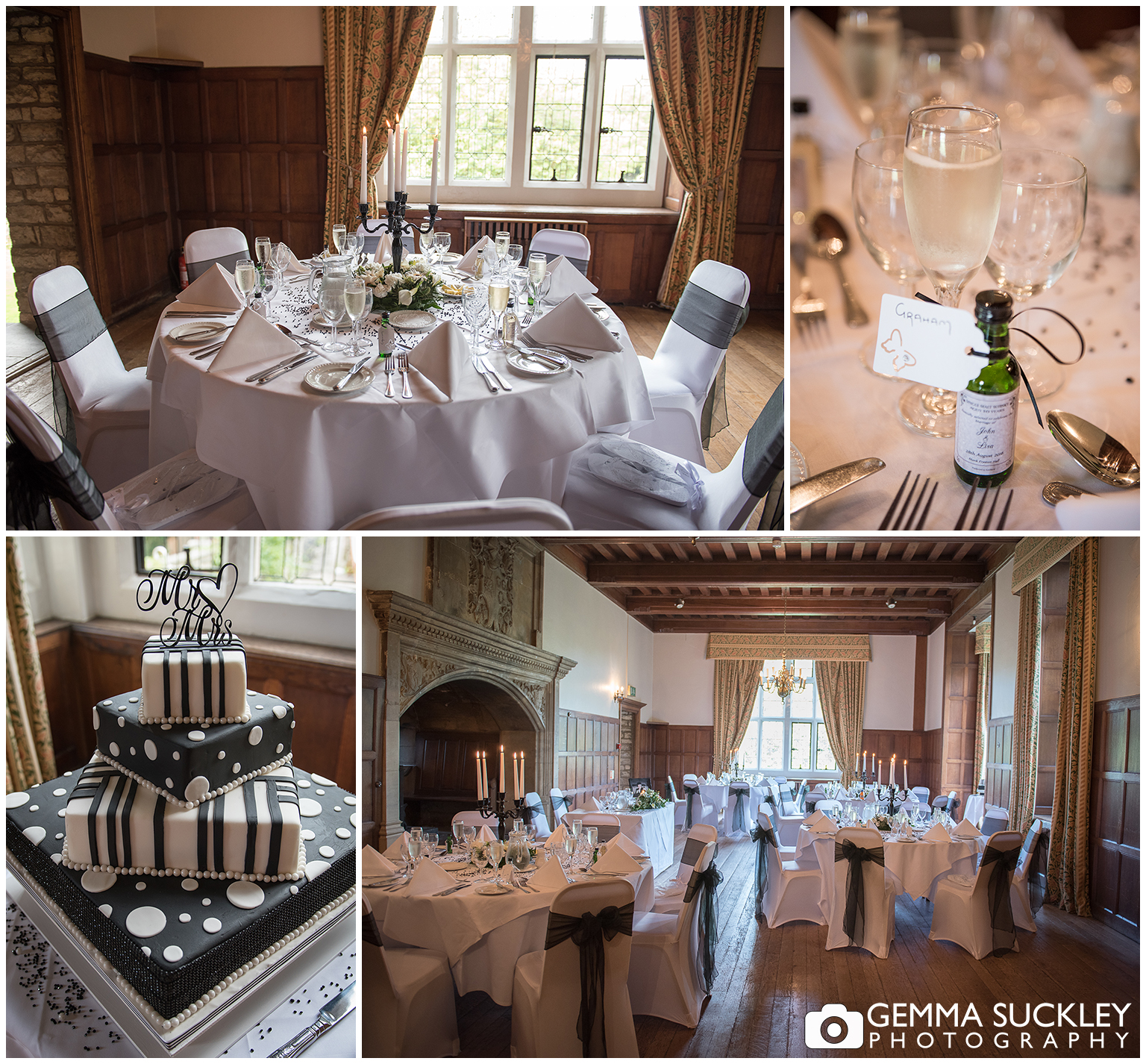 Table detail at monk Fryston Hall Wedding 
