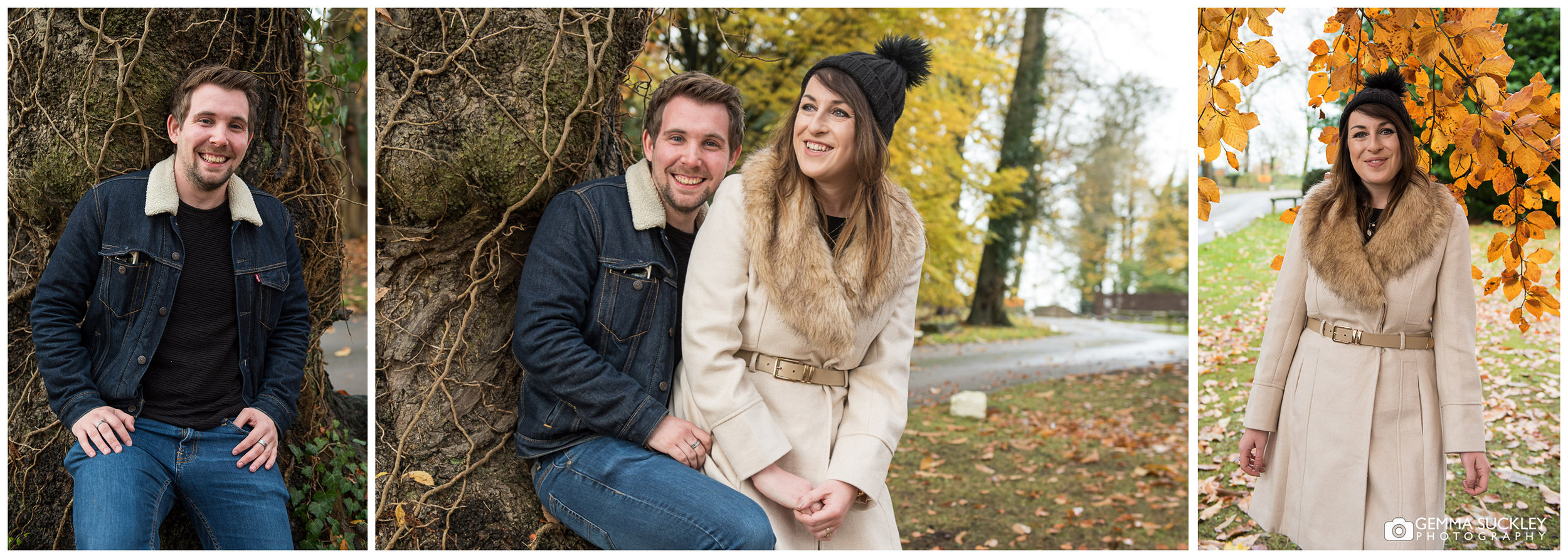 An engaged couple at Hazlewood castle