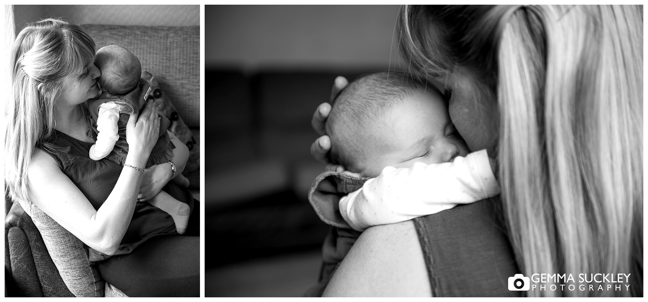 a mum cuddling her newborn baby