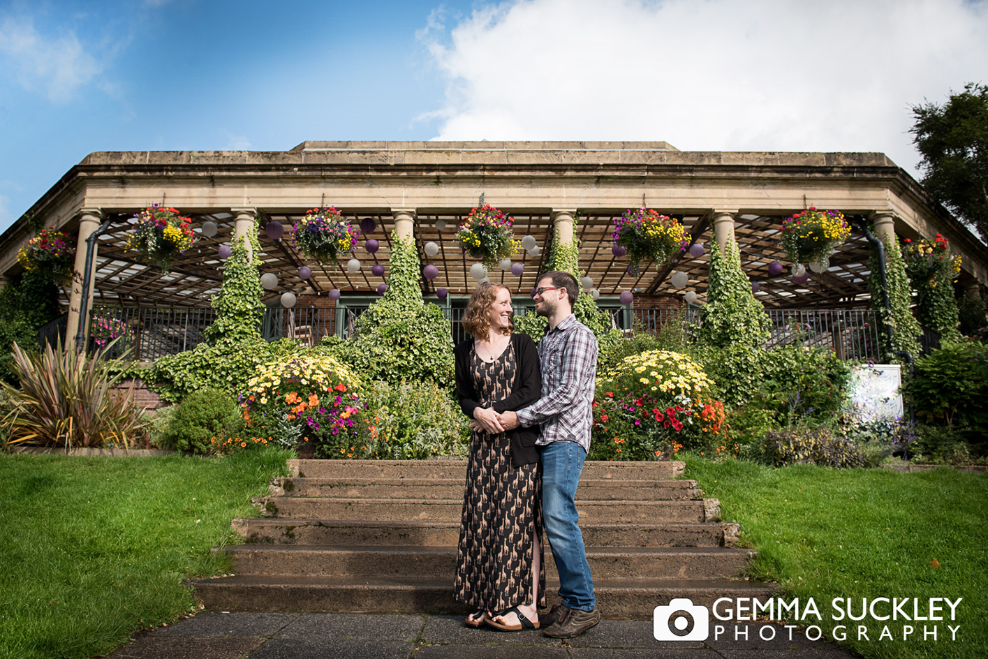 Couple in front of the Sun Pavilion, Harrogate 