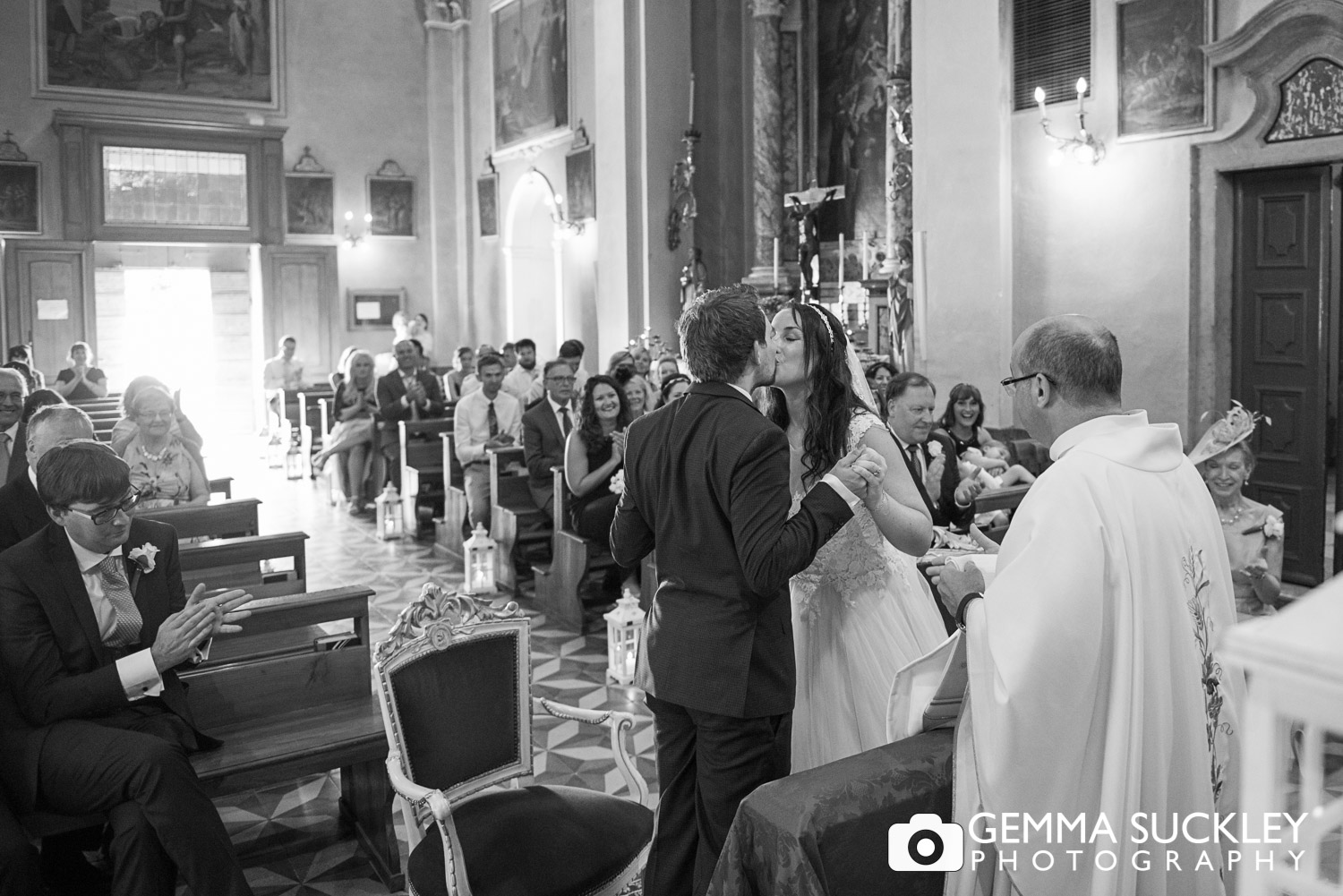 groom kissing the bride