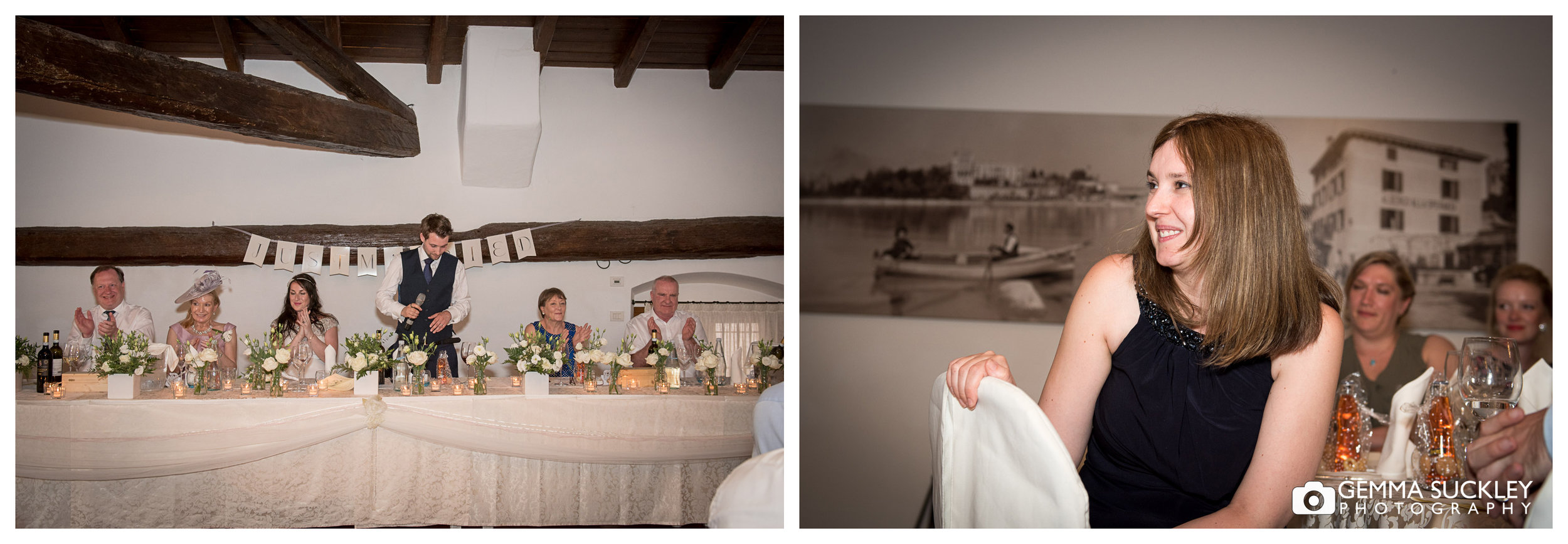 The groom making his speech during his wedding in Lake Garda