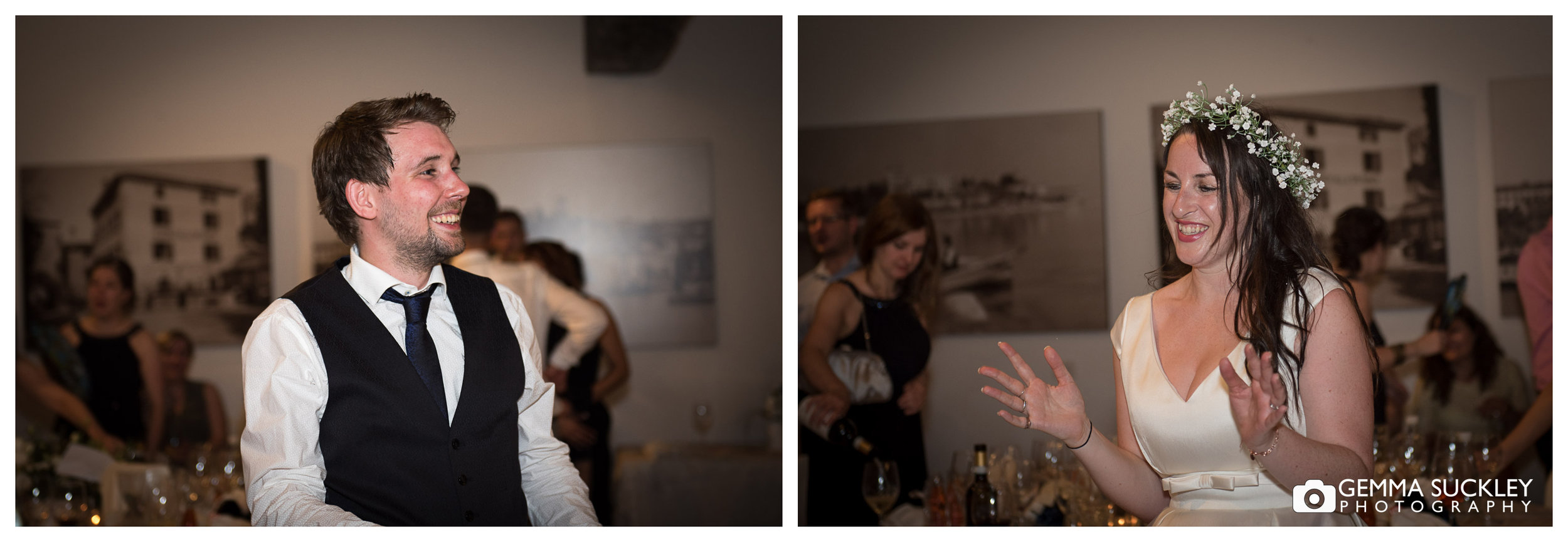 Yorkshire bride and groom at their wedding reception in italy