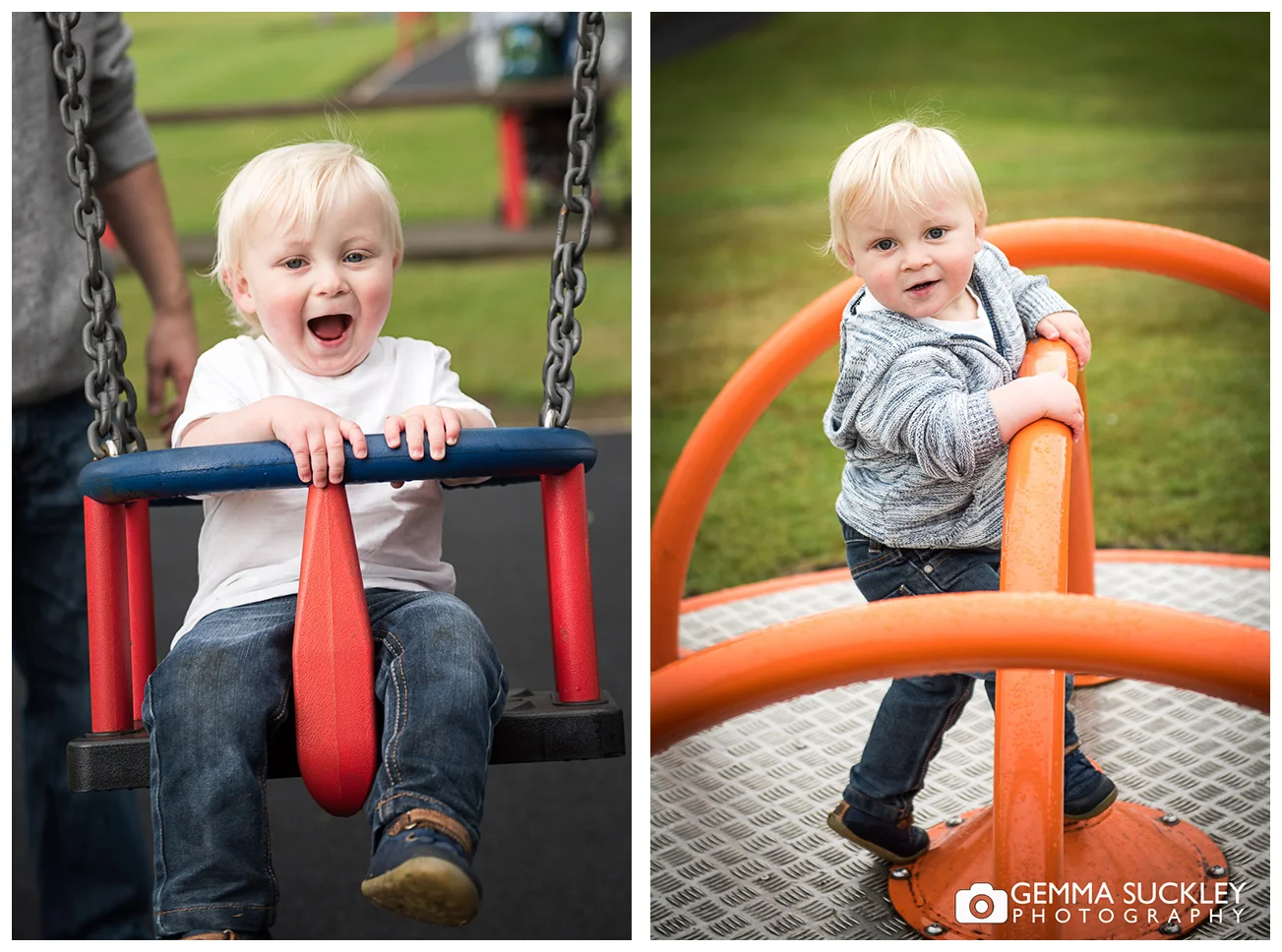 little boy playing in Glusburn Park