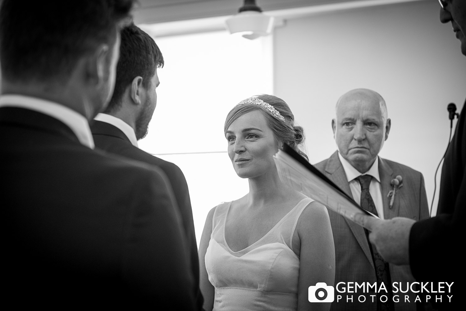 bride and groom saying their vows at a wedding in East Yorkshire