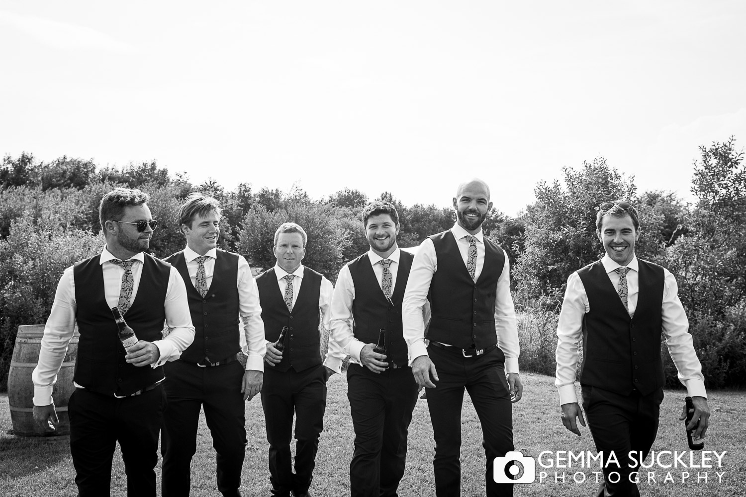 grooms party wedding photo at Oaklands, Driffield
