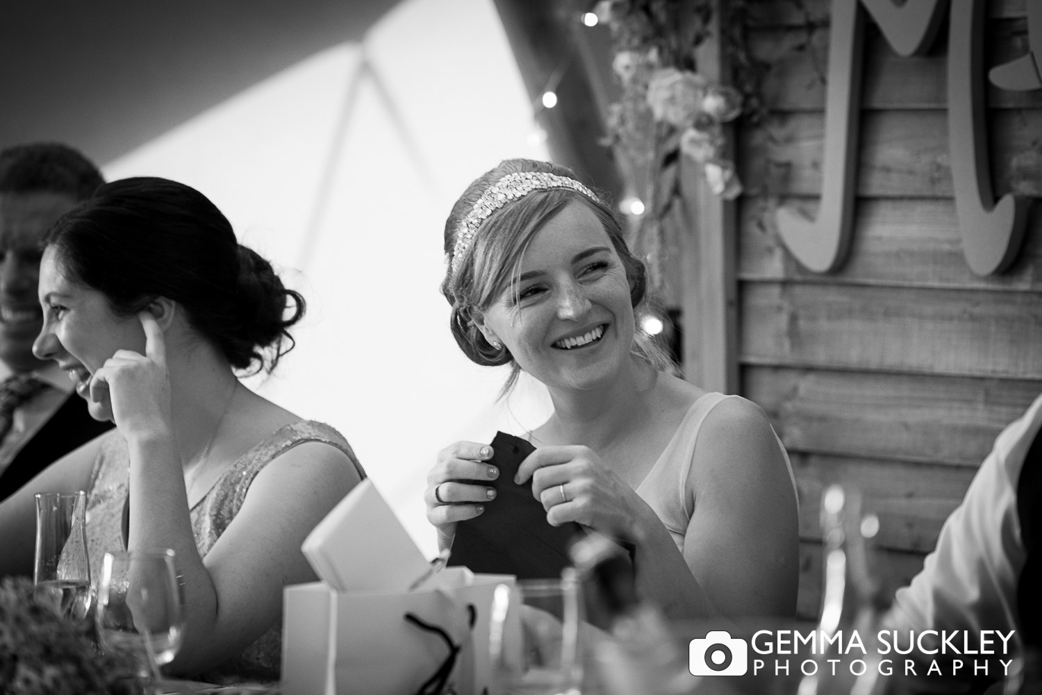 bride crying at speeches, Oaklands wedding, Driffield