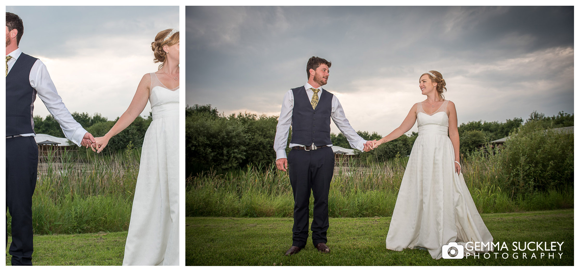 wedding photo of the bride and groom at Oaklands in East Yorkshire
