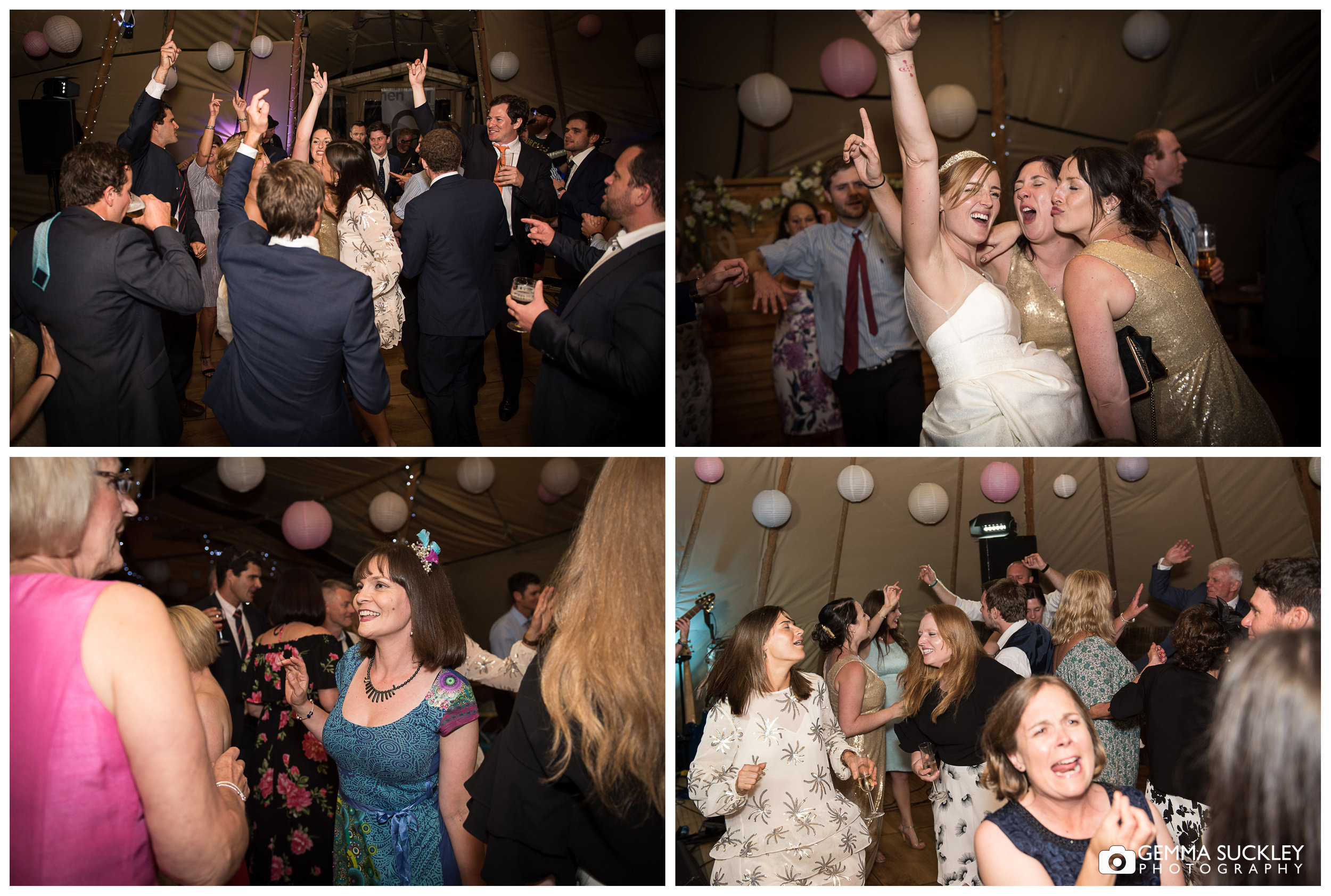 wedding guests dancing at Oaklands, East Yorkshire