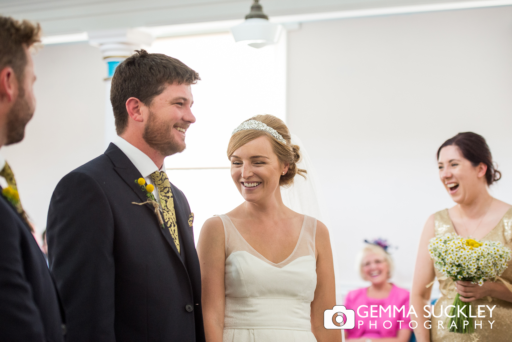 bride and groom during wedding ceremony in driffield church