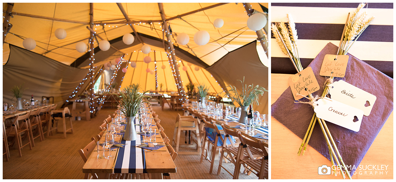 table detail at tipi wedding