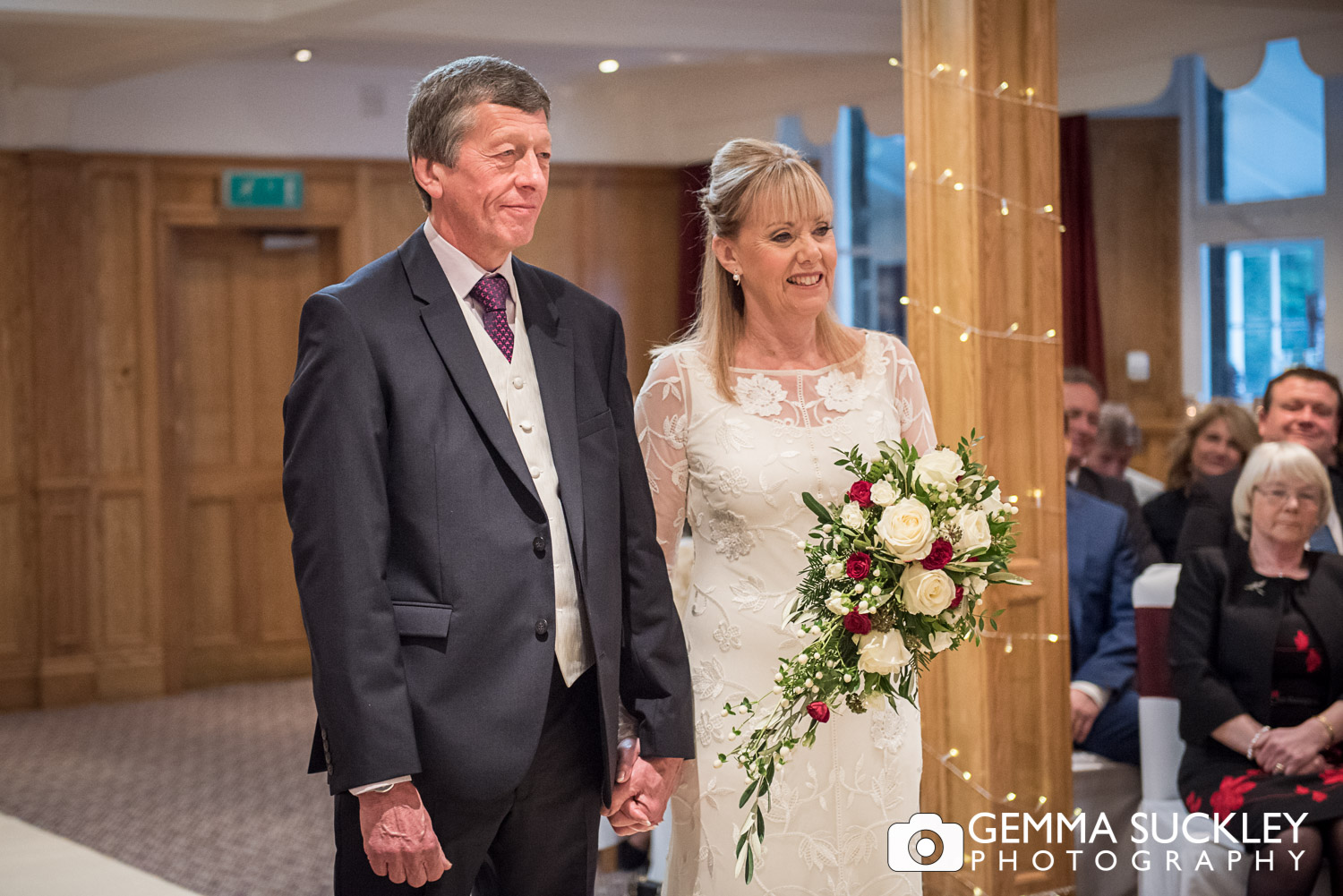 bride and groom at the Devonshire Arm in Bolton Abbey