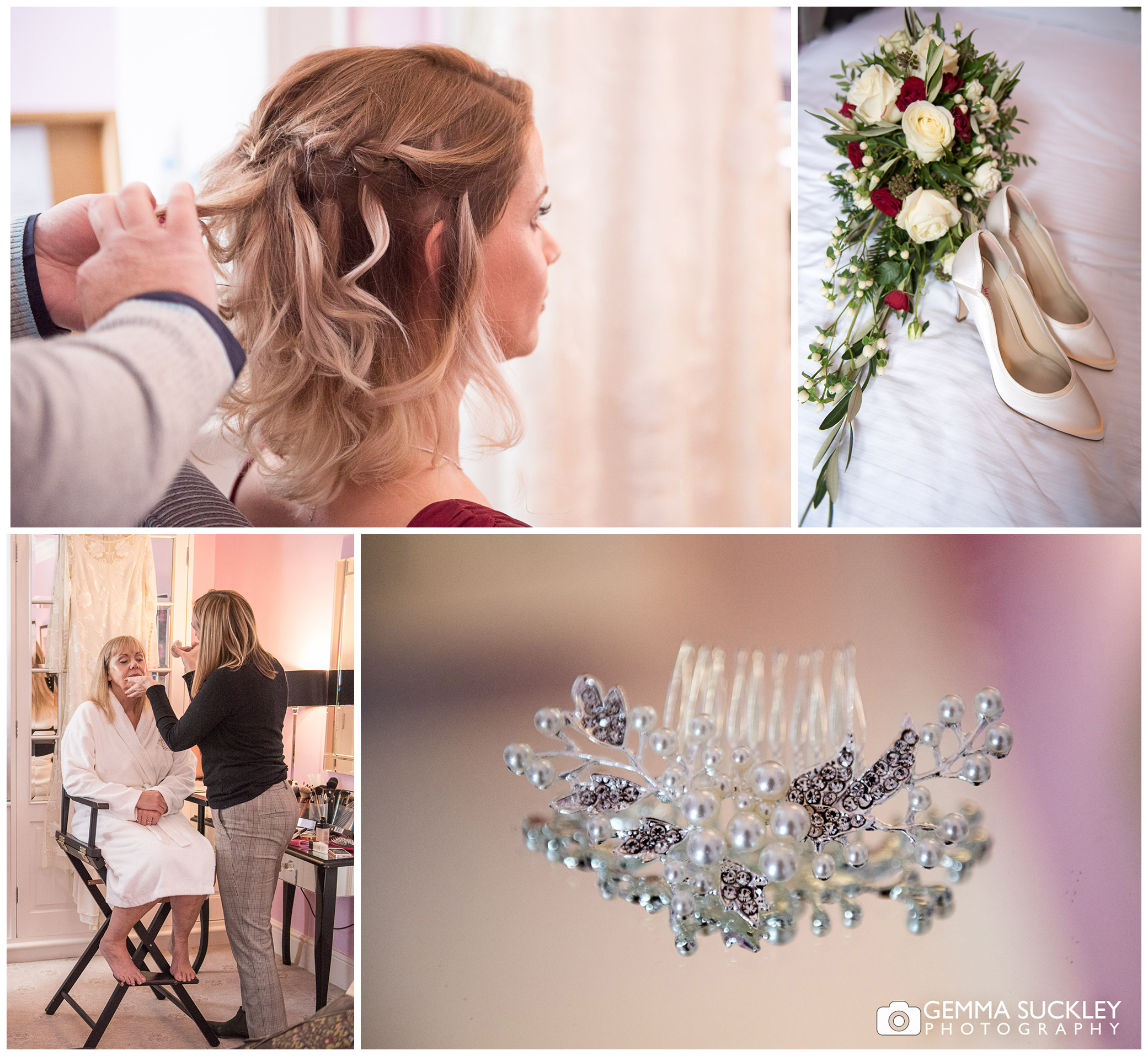 bridal hair details at skipton wedding