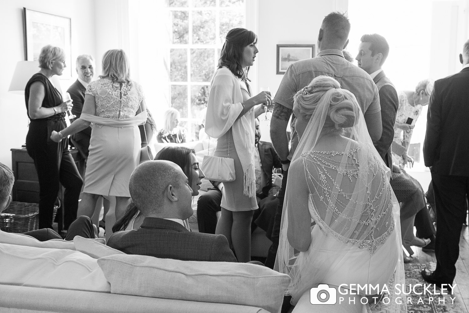 wedding guests inside belmount Hall