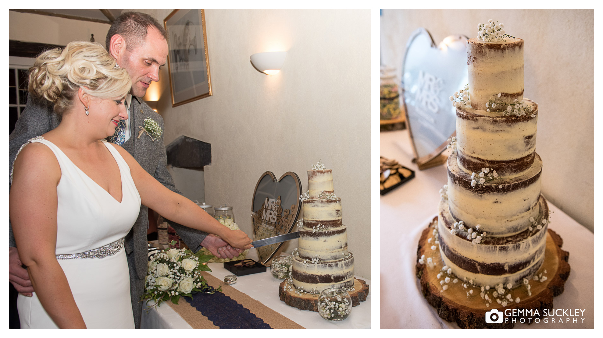 bride and groom cutting the wedding cake