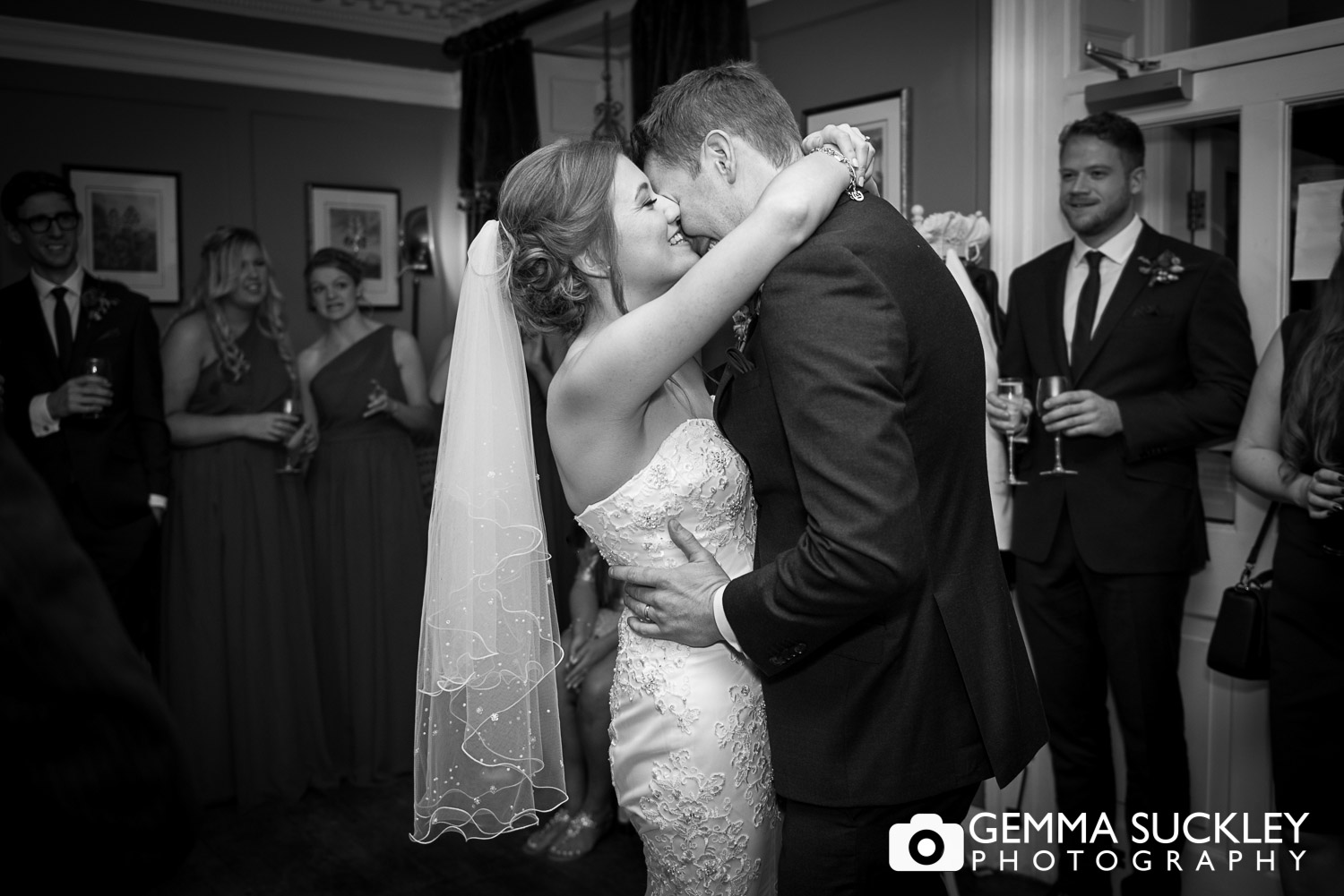 bride and groom first dance at Grasington House