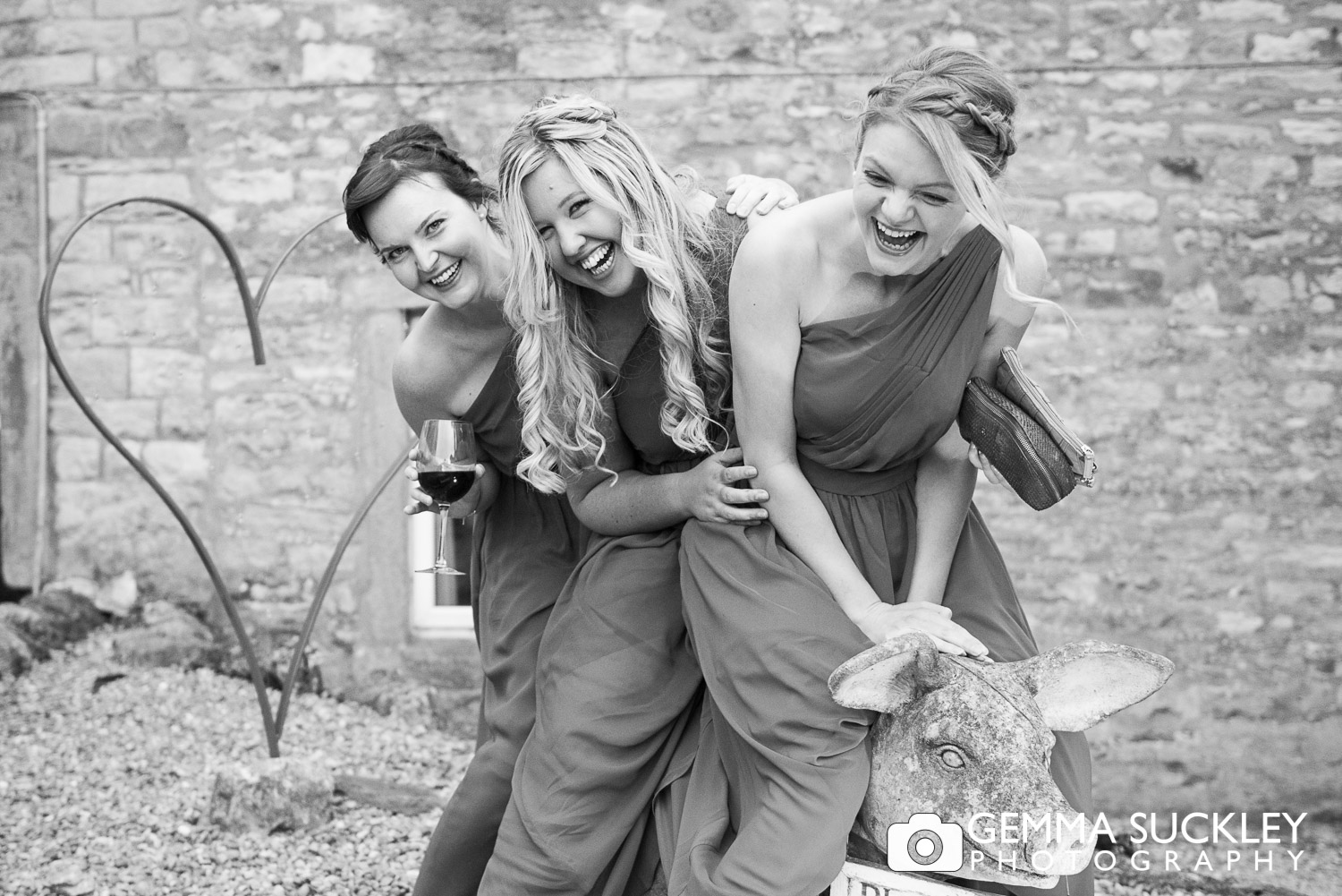 bridesmaids outside Grassington House wedding