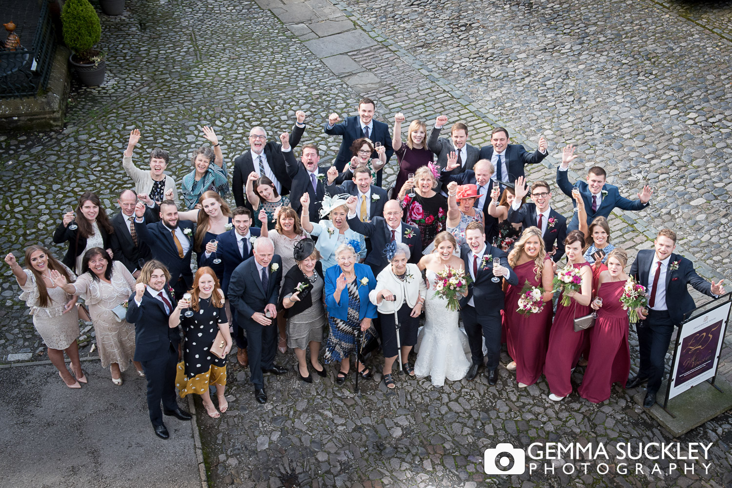 group wedding photo at Grassington House