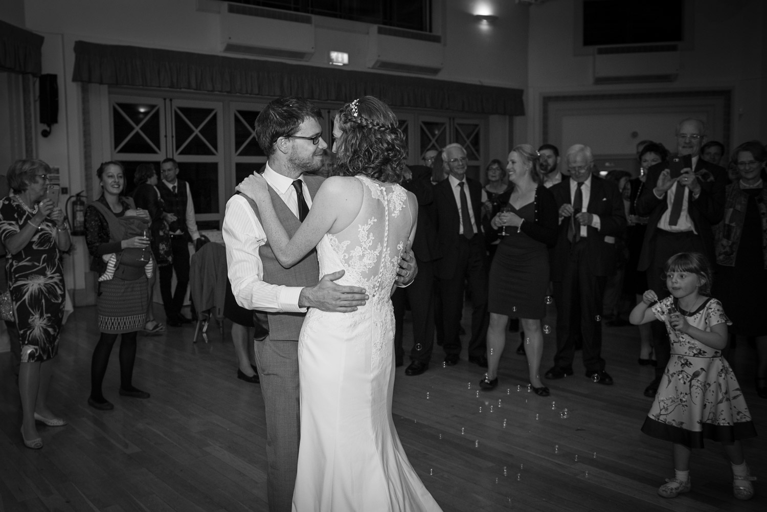 bride and groom having thir first dance at Sun Pavilion in Harrogate