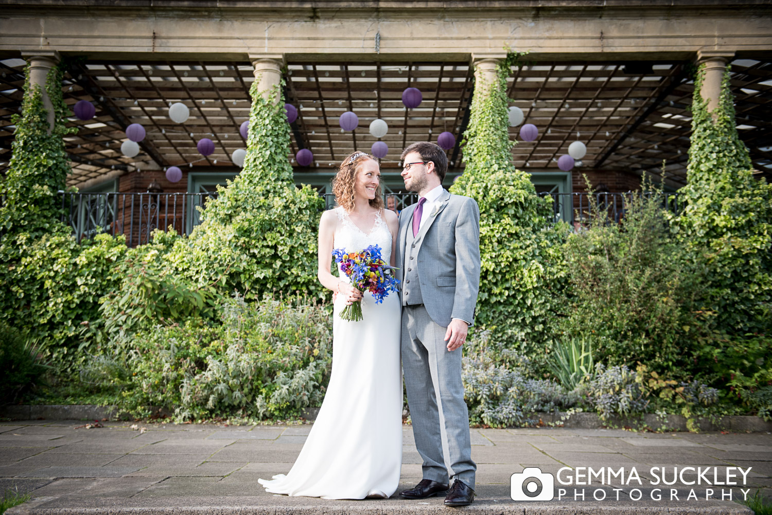 Bride and Groom wedding photography in Valley Garden's, Harrogate