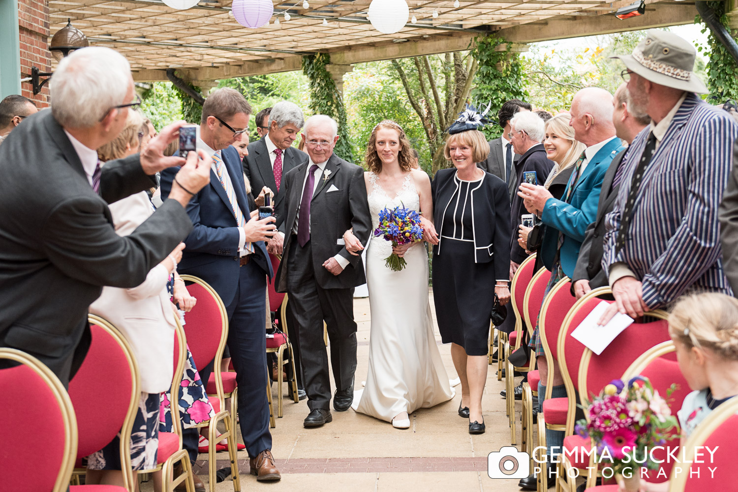 father walking the bride down the aisle at Sun Pavilion 