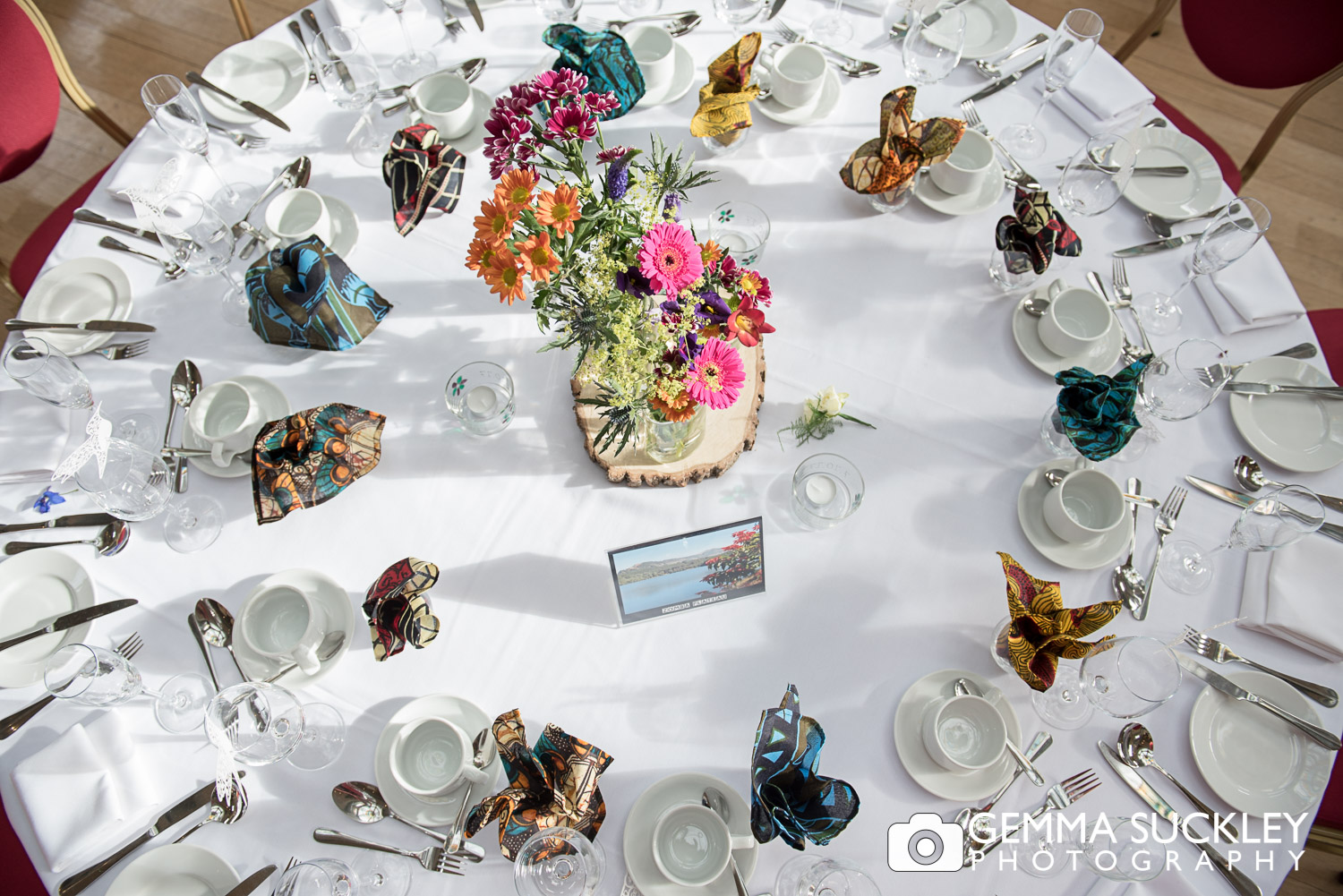 close up photo of wedding table design at Sun Pavilion