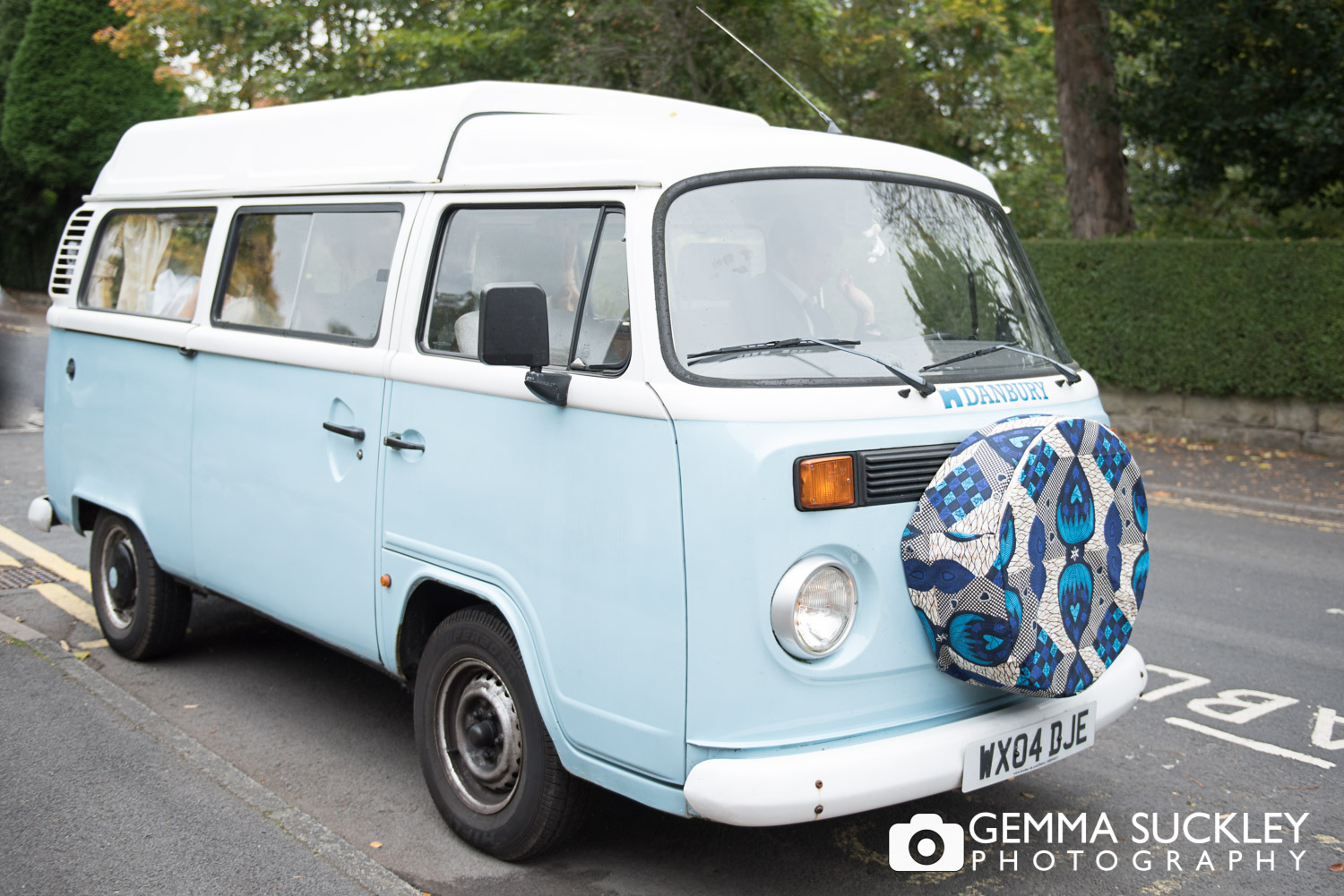 wedding VW camper van arriving at the Sun Pavilion