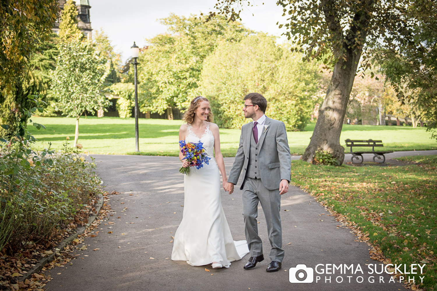 wedding photos in Valley Garden's in Harrogate