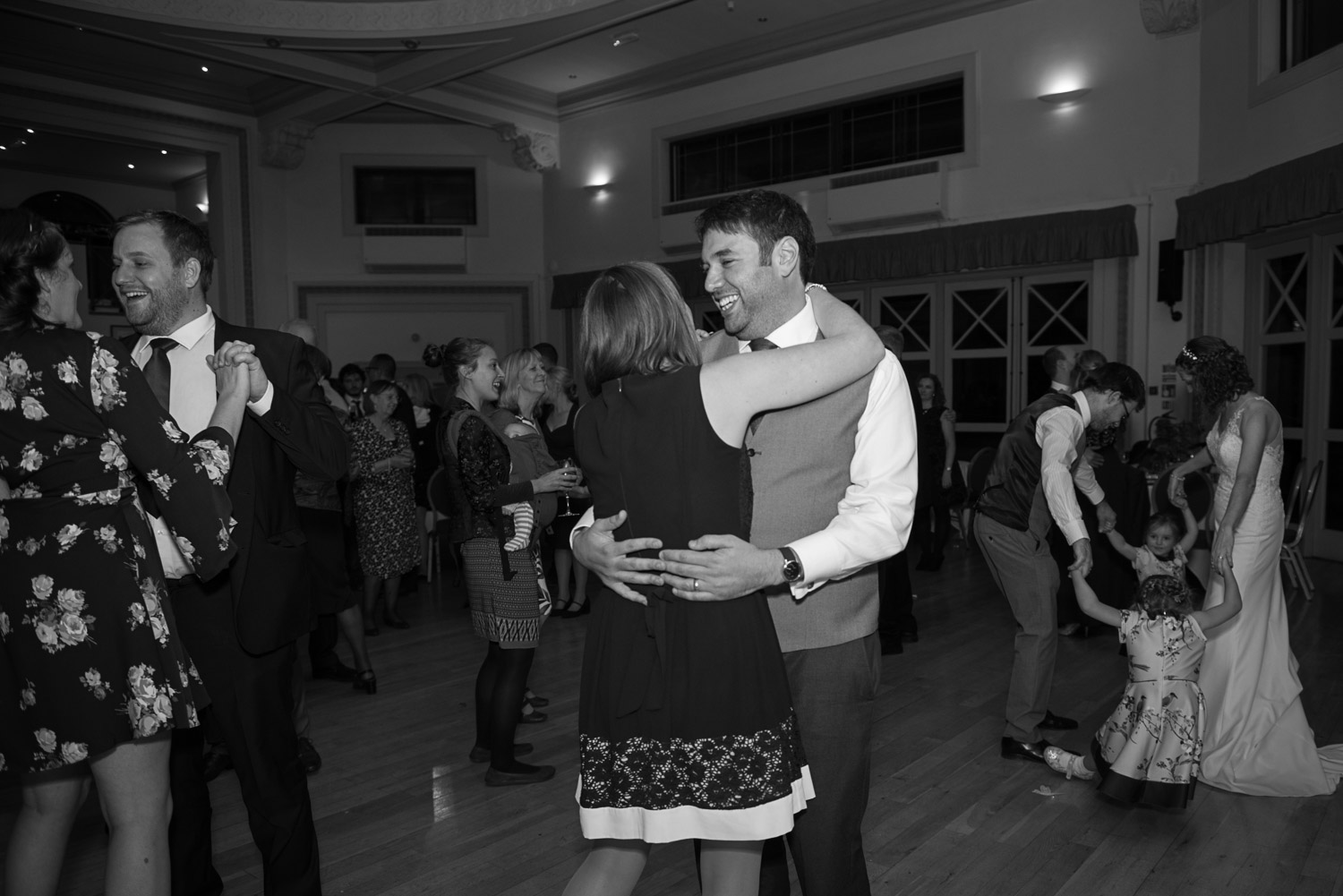 wedding guests dancing at Sun Pavilion wedding reception 