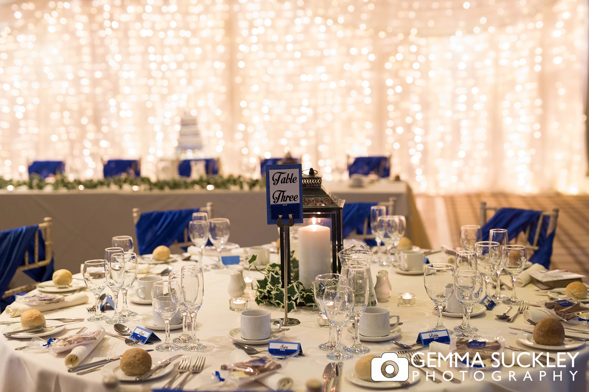 Wedding table details at coniston hotel in skipton