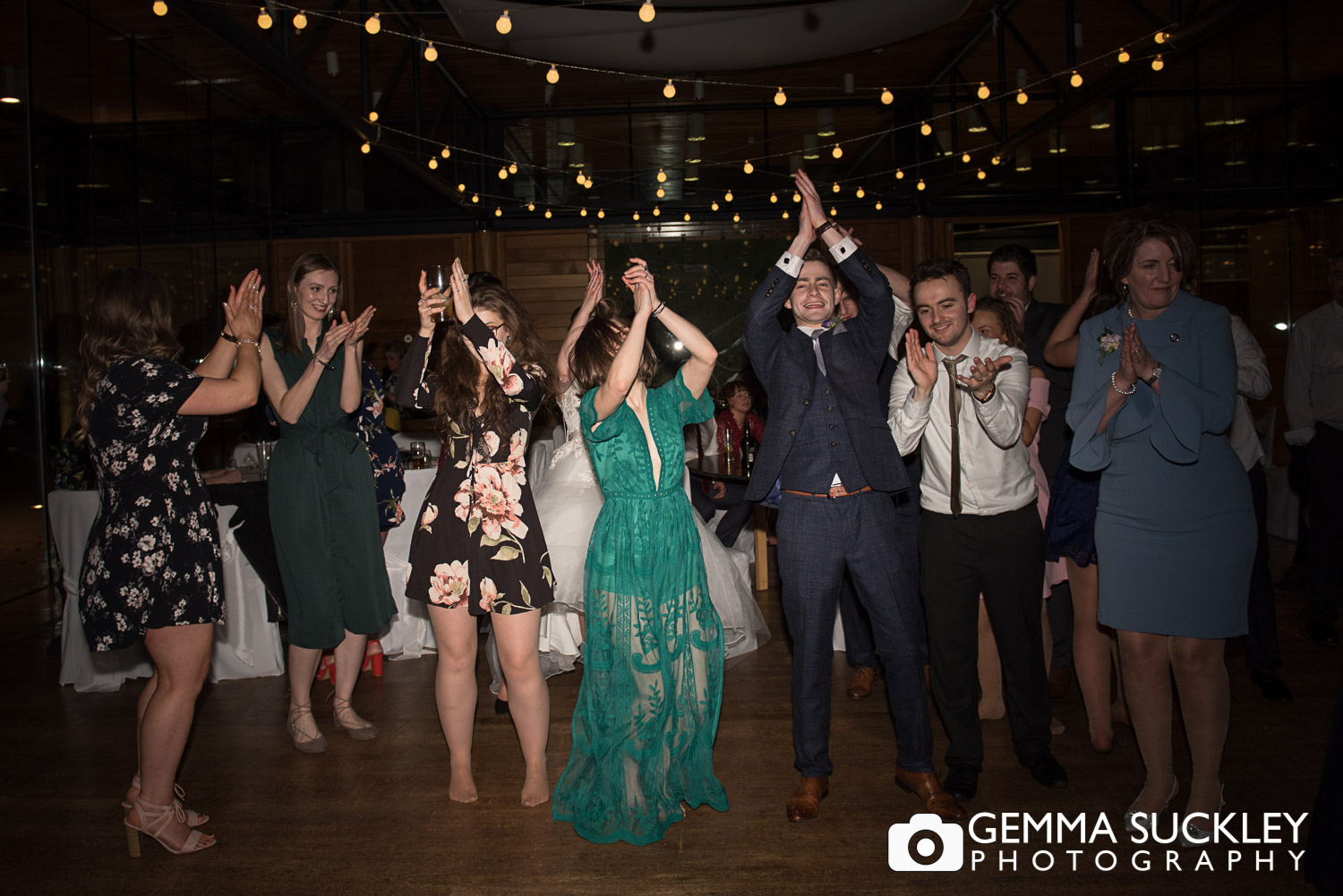 wedding guests dancing at utopia wedding reception