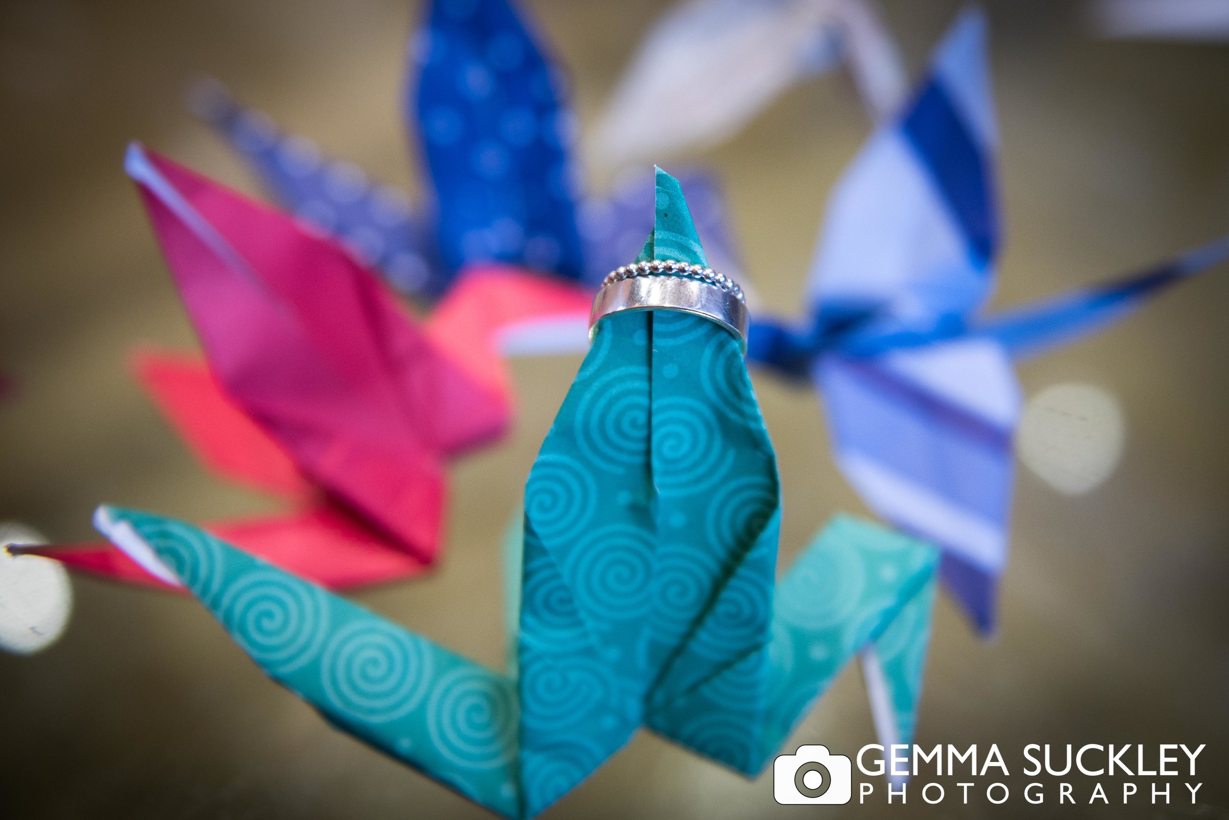 wedding ring on origami wedding favours