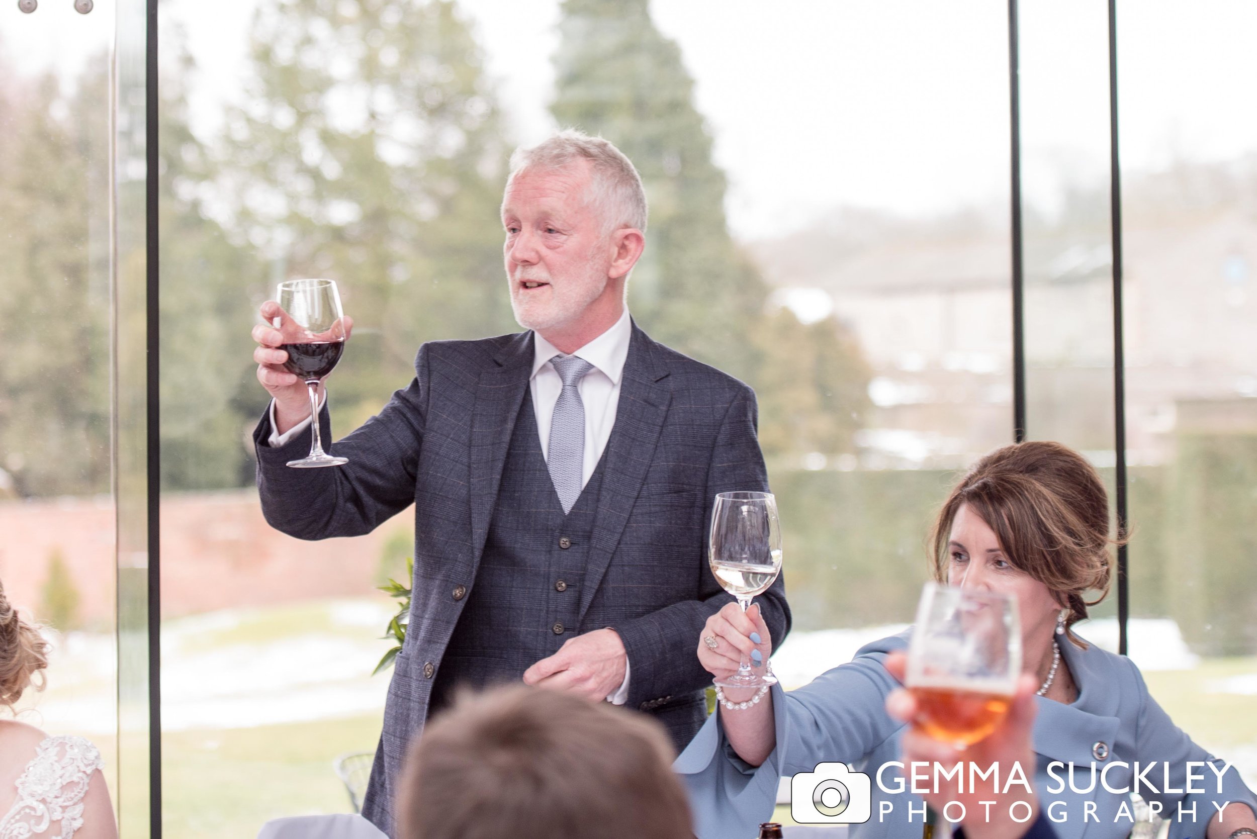 father of the bride making a toast at utopia wedding